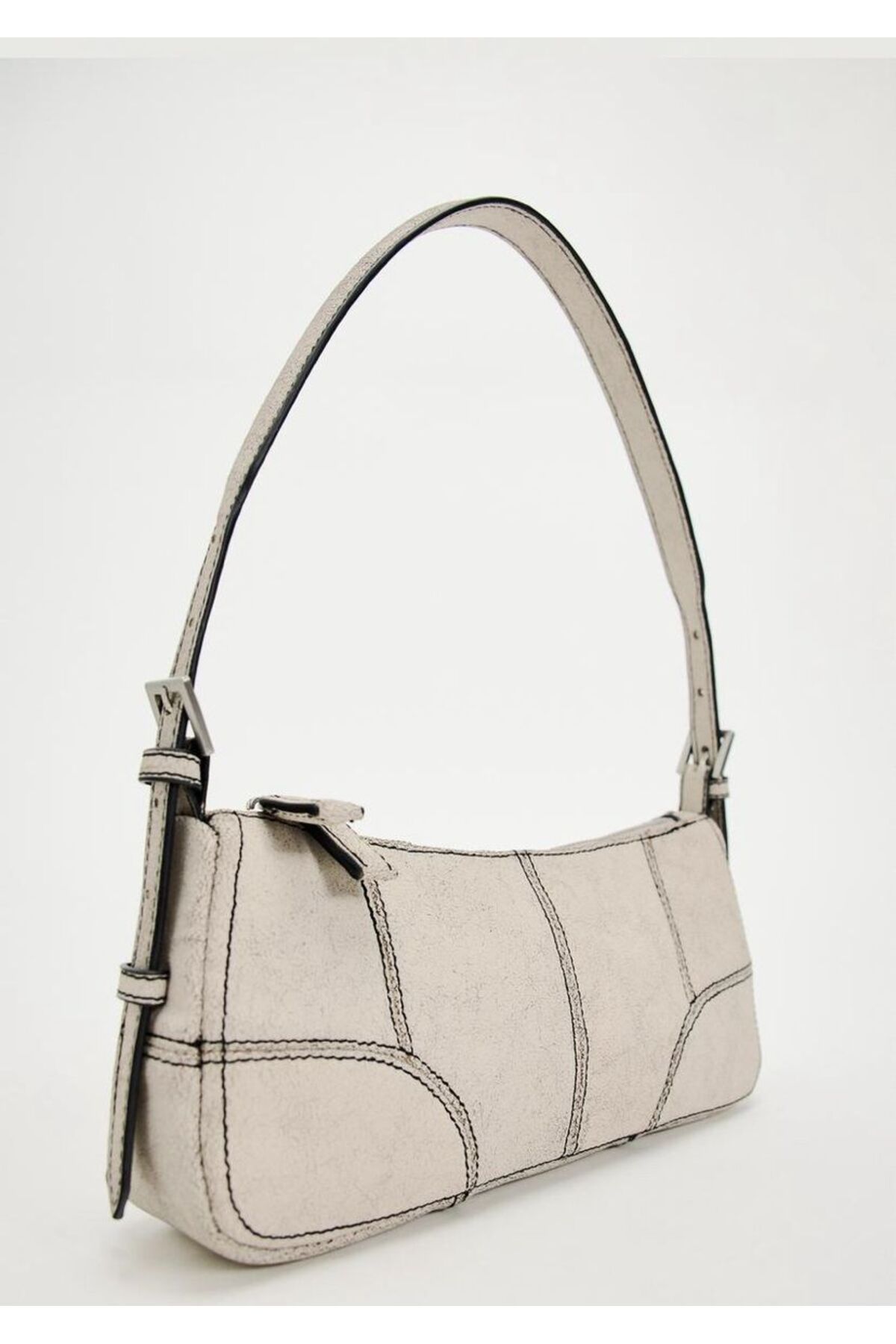 کیف شانه ای سفید زنانه مینی زارا کرک شده Zara