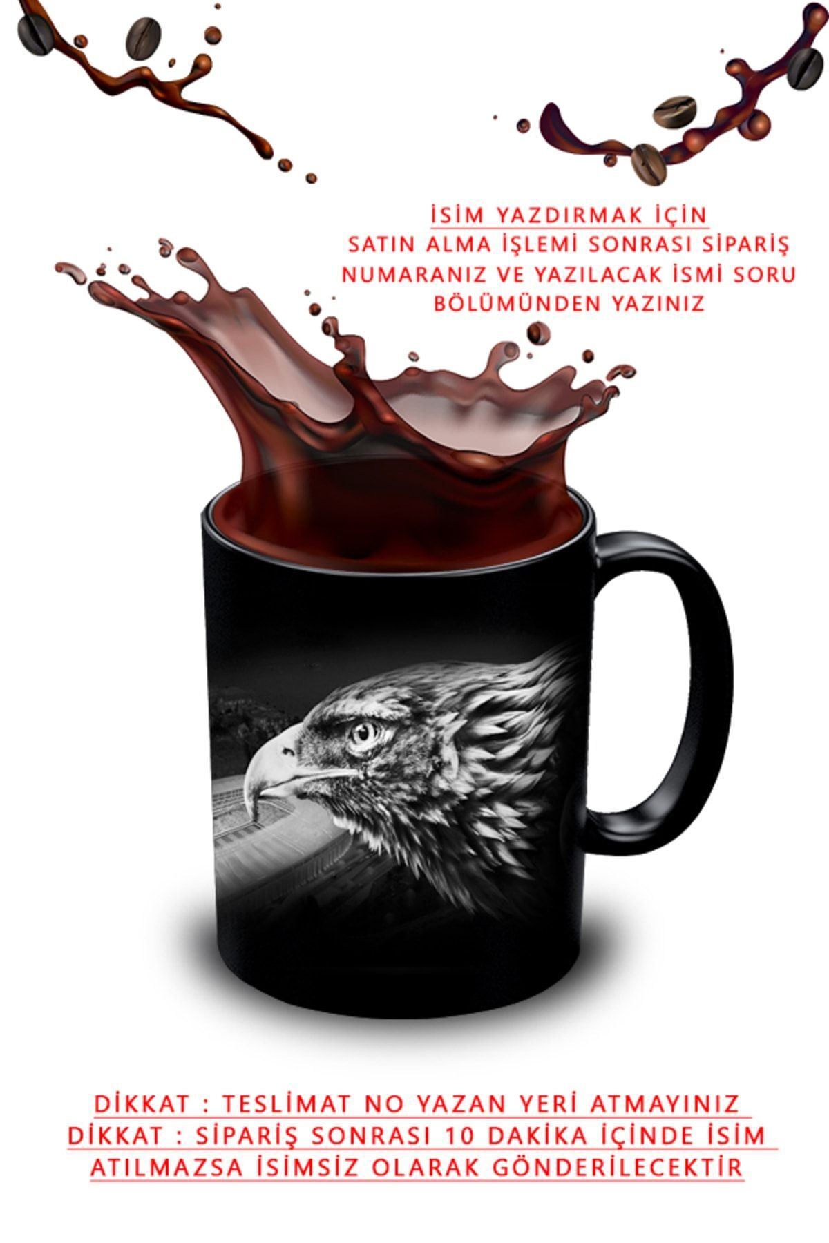 Black Mug with Eagle Design - Eagle Mug - Black Mug