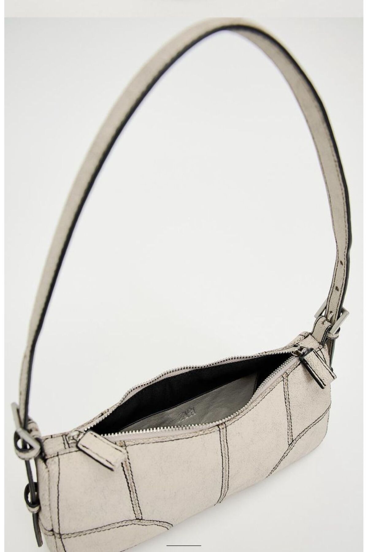 کیف شانه ای سفید زنانه مینی زارا کرک شده Zara