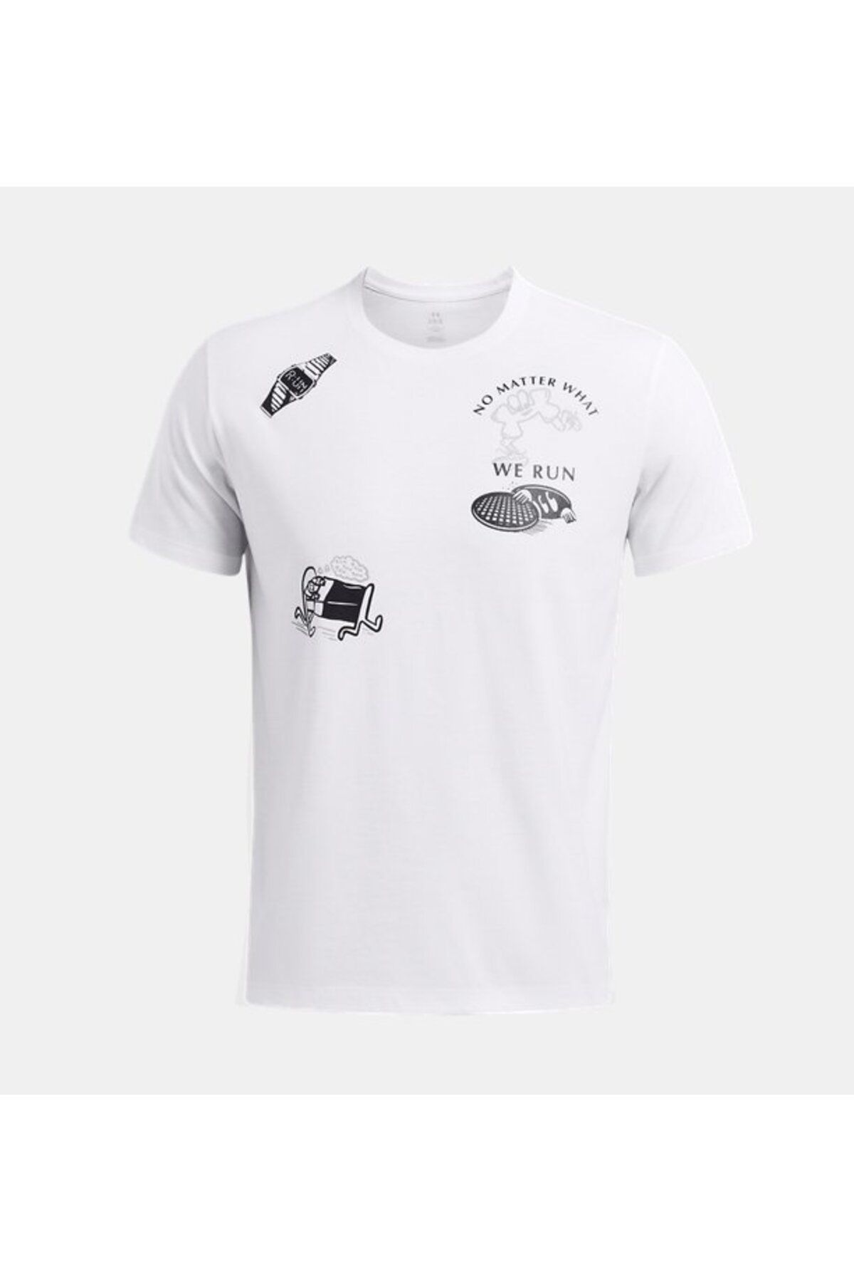 تی شرت ورزشی سفید مردانه UA ما Shortsleeve 1383414 100 را رانینگ می کنیم Under Armour