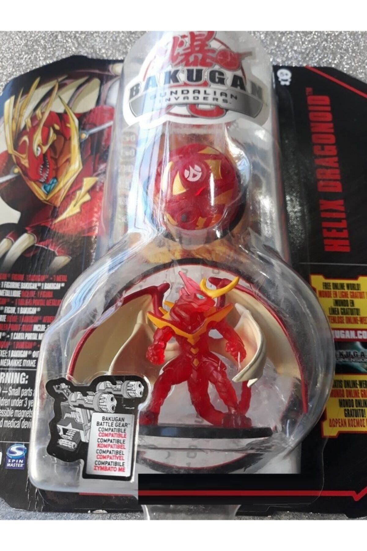 Spinmaster-Bakugan Helıx Dragonoid Bakunano Toy Licensed Helix Red Dragon 3