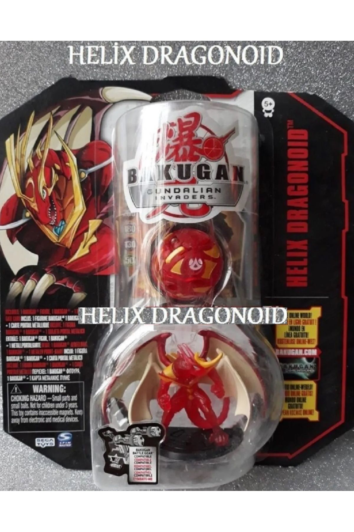 Spinmaster-Bakugan Helıx Dragonoid Bakunano Toy Licensed Helix Red Dragon 6