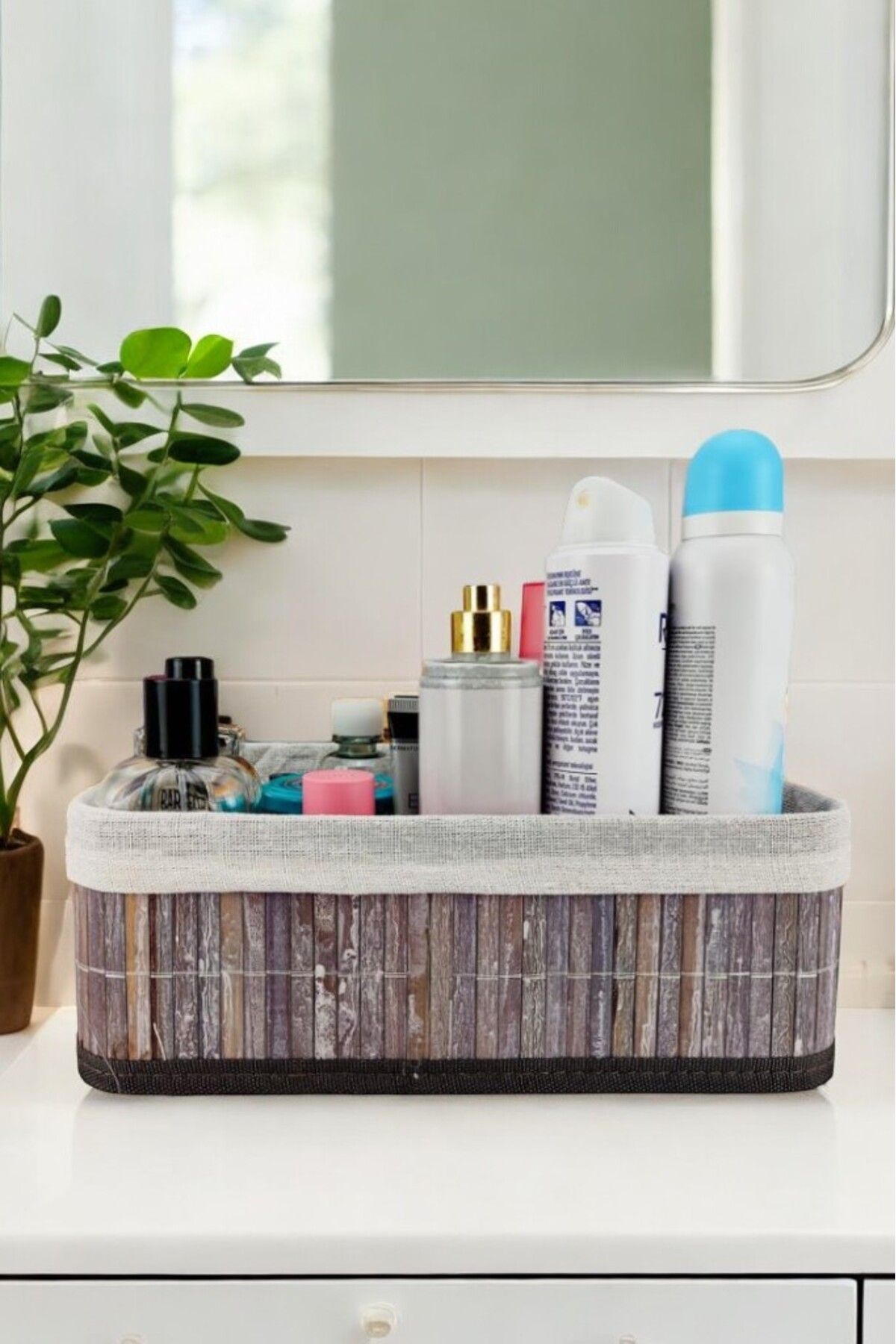 Digithome-Medium Size Bamboo Storage Box - Multi-Purpose Gray Organizer 29X19X10 cm - Cl-6006-2 C1-1-121 1