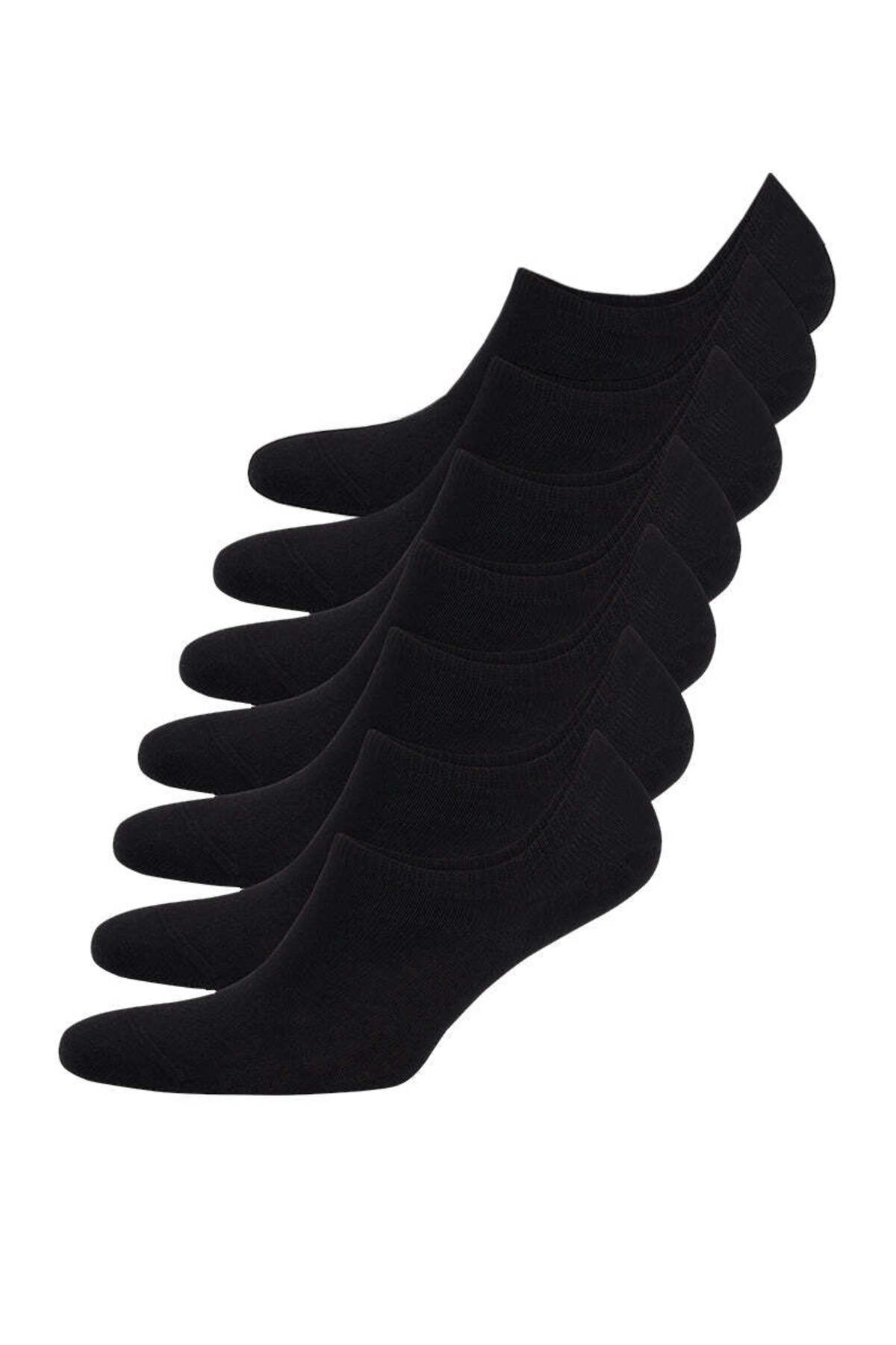 7-Pack Black Cotton Blend Women's Short Socks Set invisible