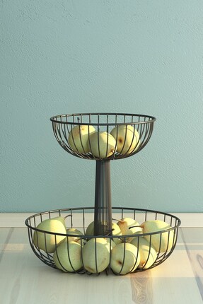 Tekno-tel TEKNOTEL METAL MEYVE SEPETİ ORGANİZER SEPET MAT SİYAH MG530