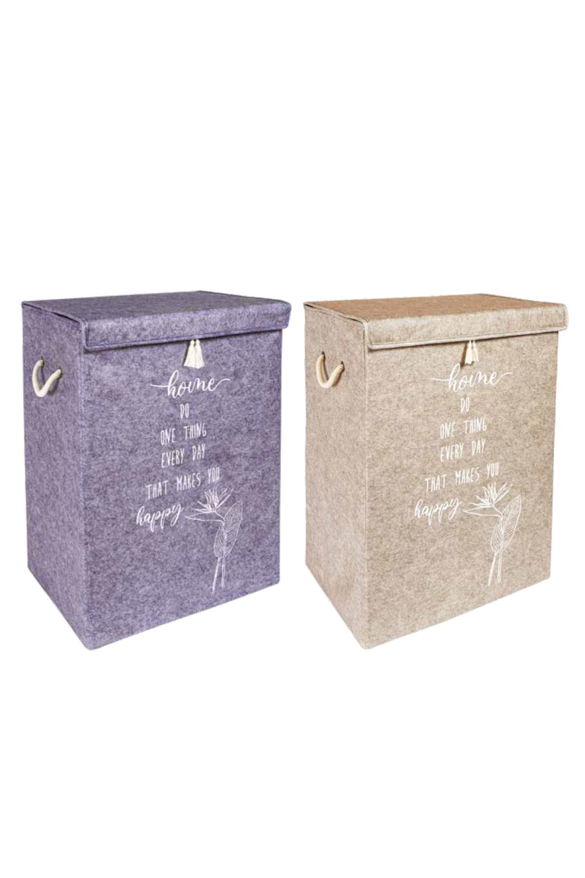 Felt 2-piece set Dirty Laundry Foldable Storage Box with Lid Multipurpose