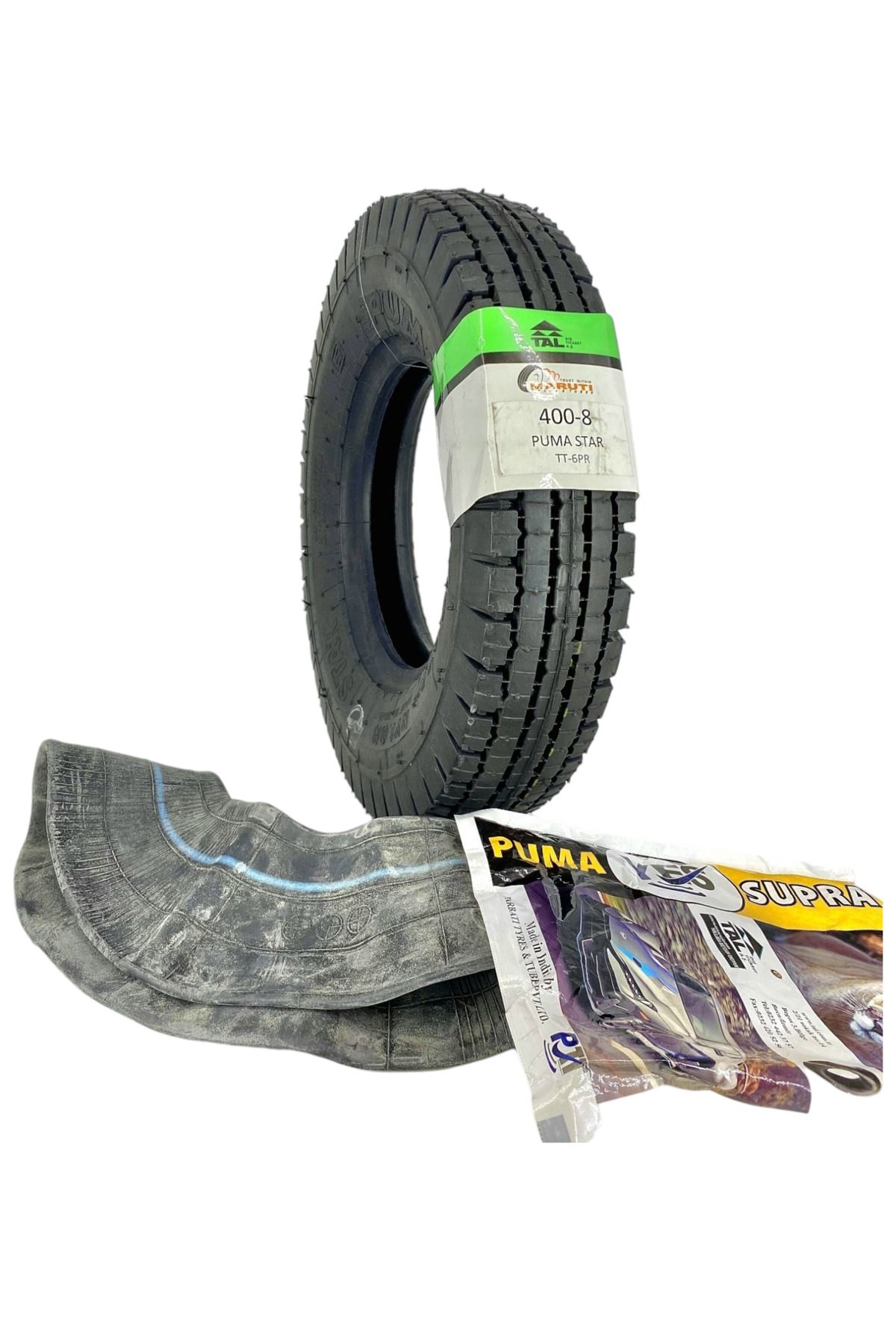 MARUTİ TYRES 400-8 LASTİK+İÇ LASTİĞİ SET TT (TUBETYPE - İÇ LASTİKLİ TİP) 6 KAT 76E PUMASTAR007