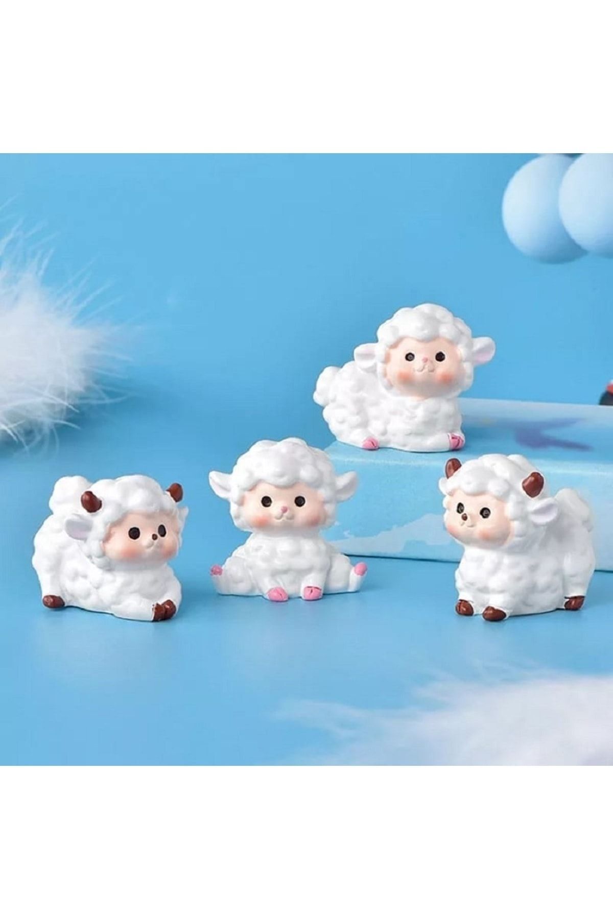 Kuzu 4 Parça Maket Kürdanlı Cupcake Pasta Süsü Doğum Günü Süsleri Kürdan Süsü