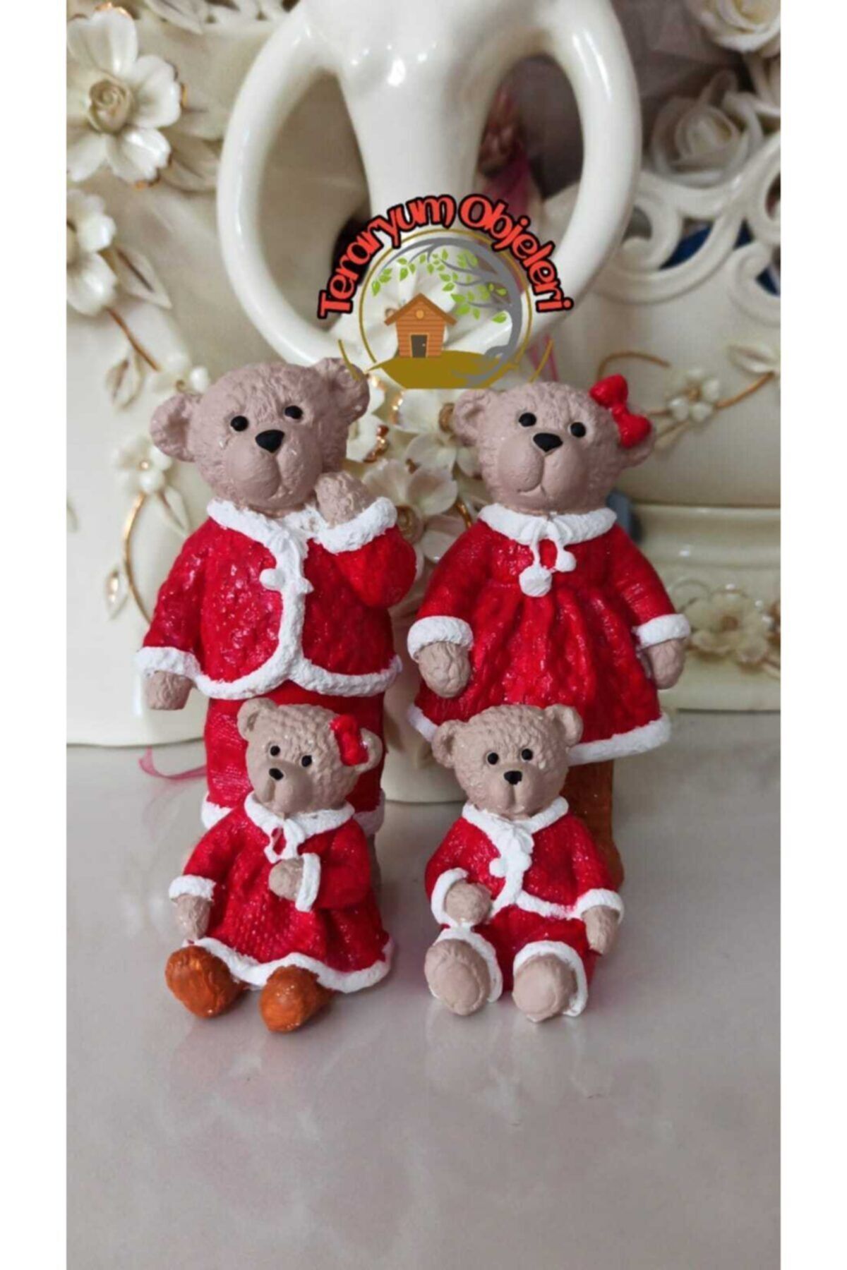 Sevimli Ayıcıklar Anne Baba Dekoratif Biblo Süs Eşyası Hediyelik Premium Seri