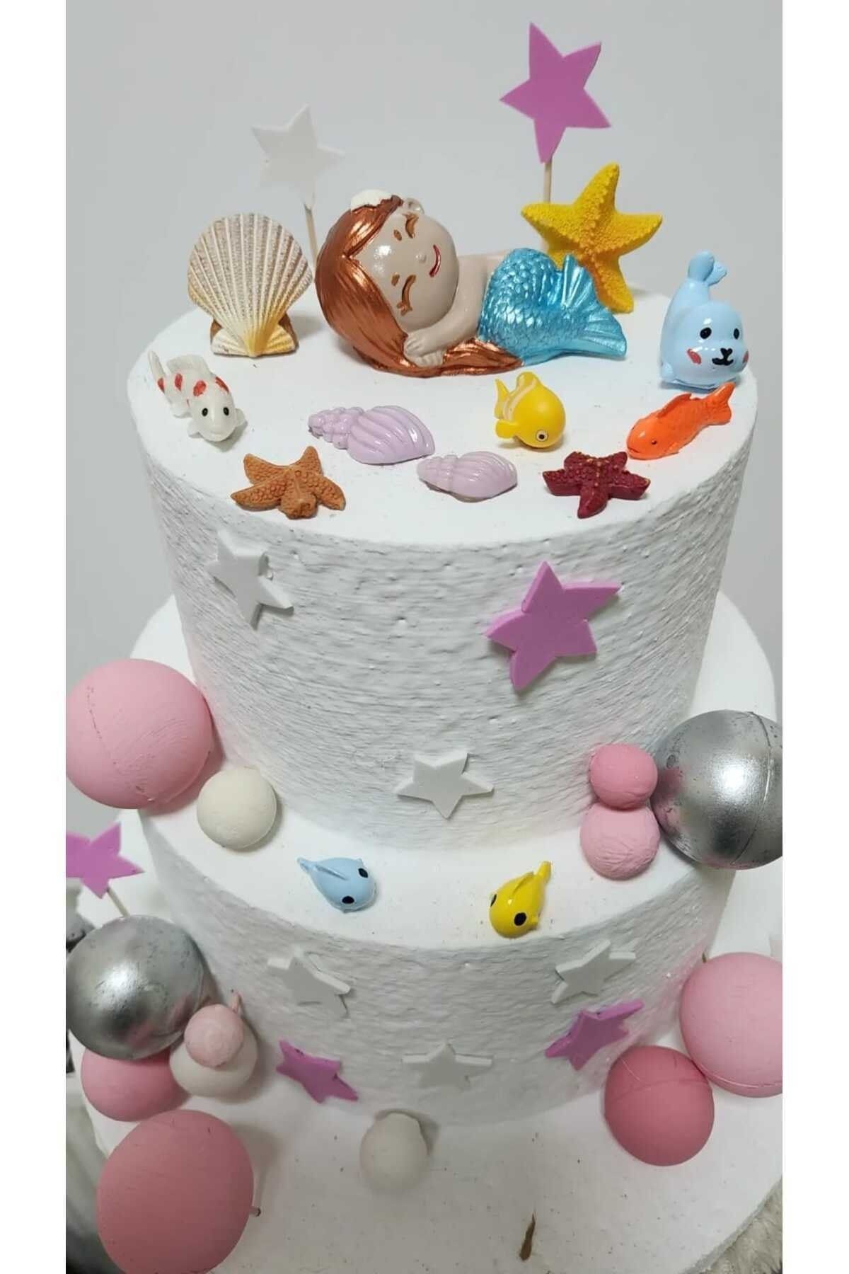 Deniz Kızı 13 Parça Maket Kürdanlı Cupcake Pasta Süsü Doğum Günü Süsleri