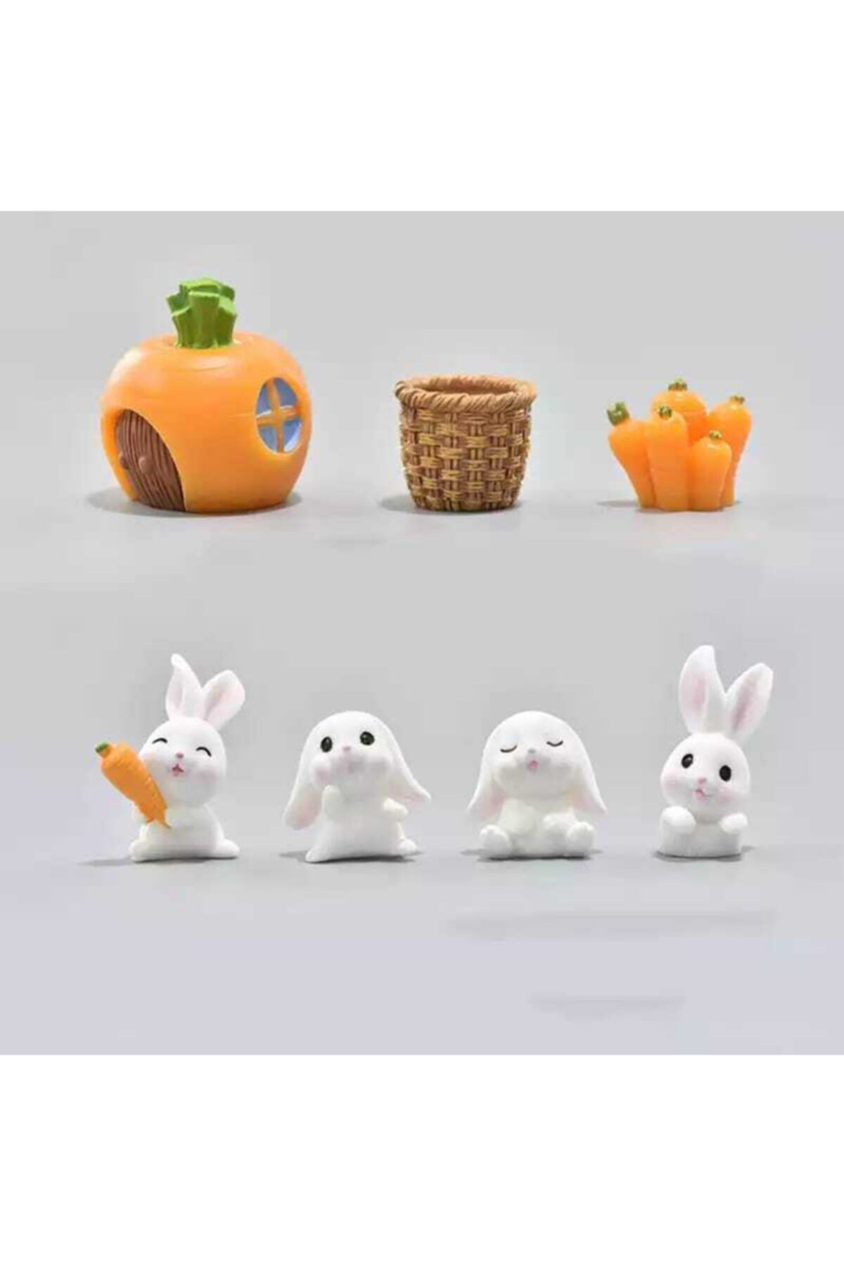 Tavşan Set Minyatür Figür Mini Figür Minyatür Eşya Dekor Diorama