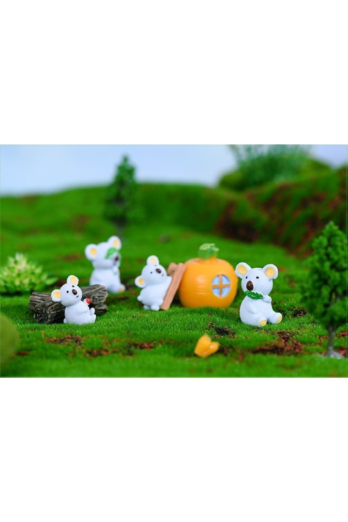 Koala Set 6 Parça Maket Kürdanlı Cupcake Pasta Süsü Doğum Günü Süsleri Kürdan Süsü