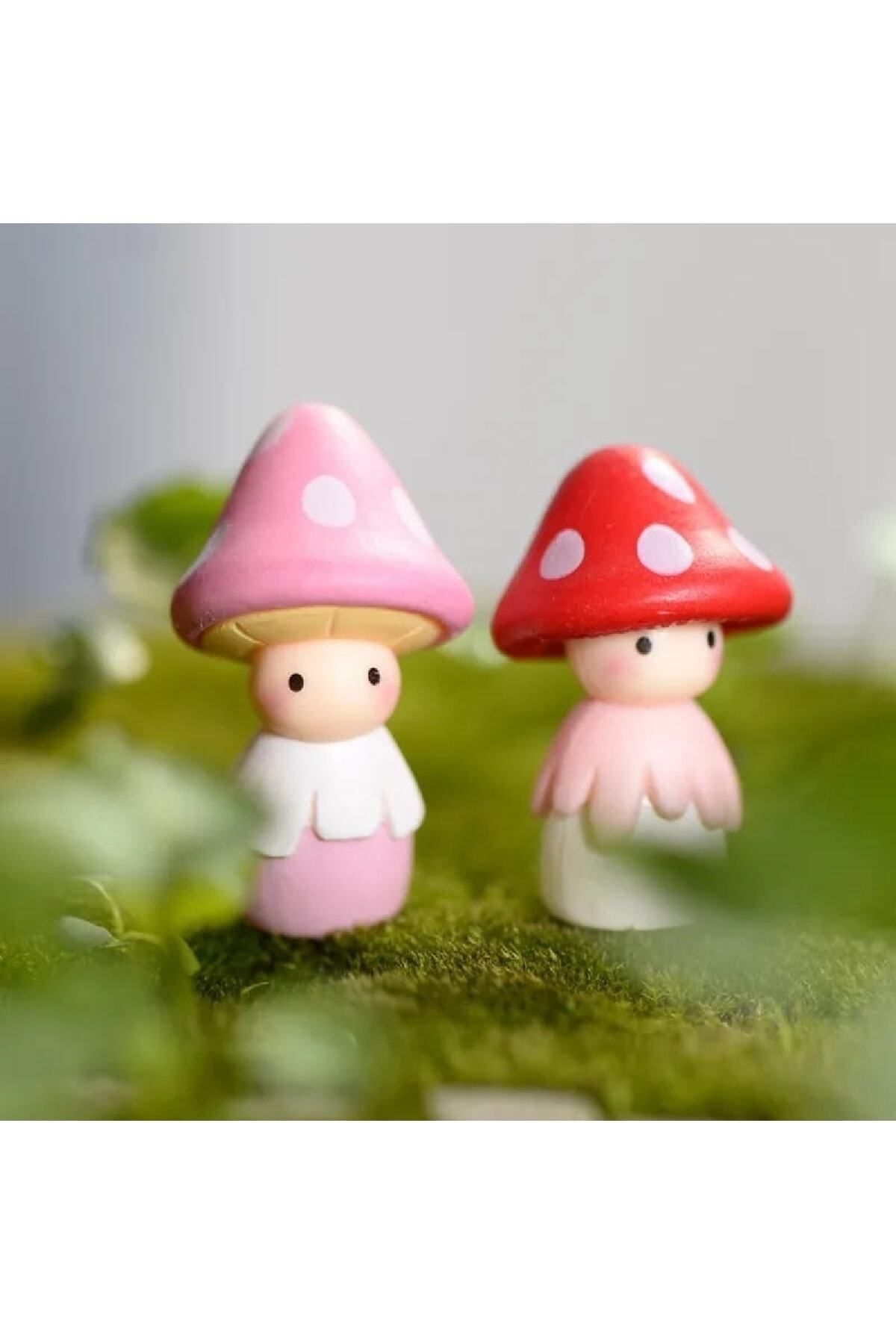2'li Mantar Şapkalı Çocuk Diorama Malzemeleri Minyatür Ev Eşyaları Minyatür Oyuncak Figür