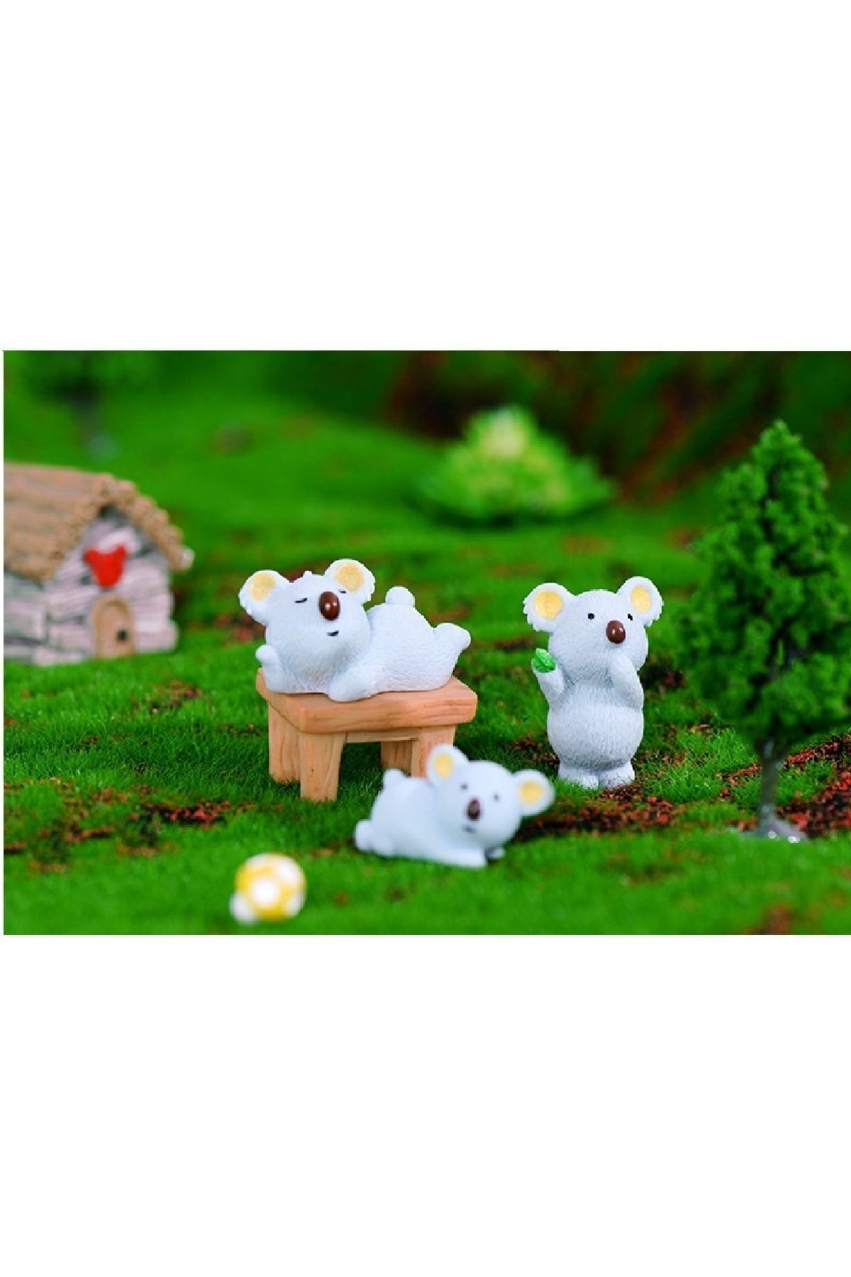 3'lü Koala Ve Masa Maket Kürdanlı Cupcake Pasta Süsü Doğum Günü Süsleri Kürdan Süsü