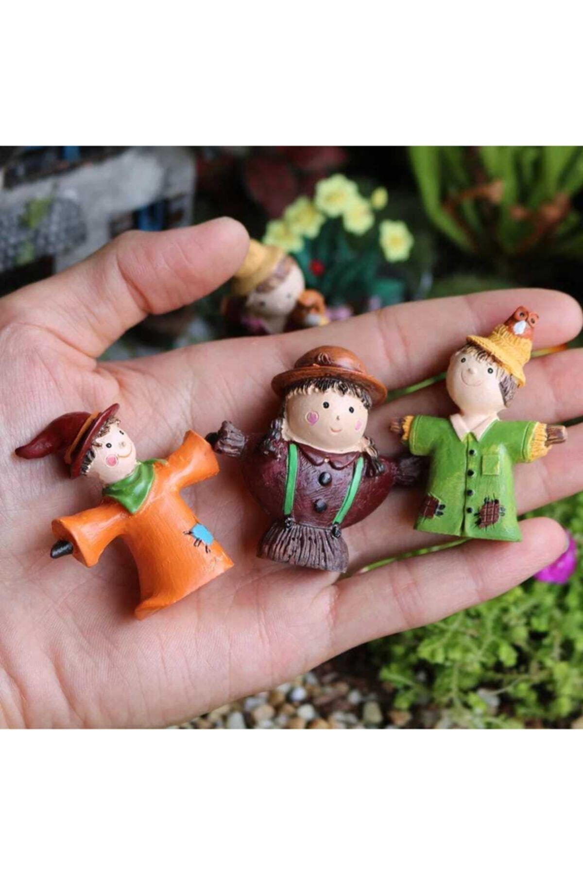 3 Parça Korkuluk Teraryum Obje Minyatür Obje Teraryum Aksesuar Saksı Süsü