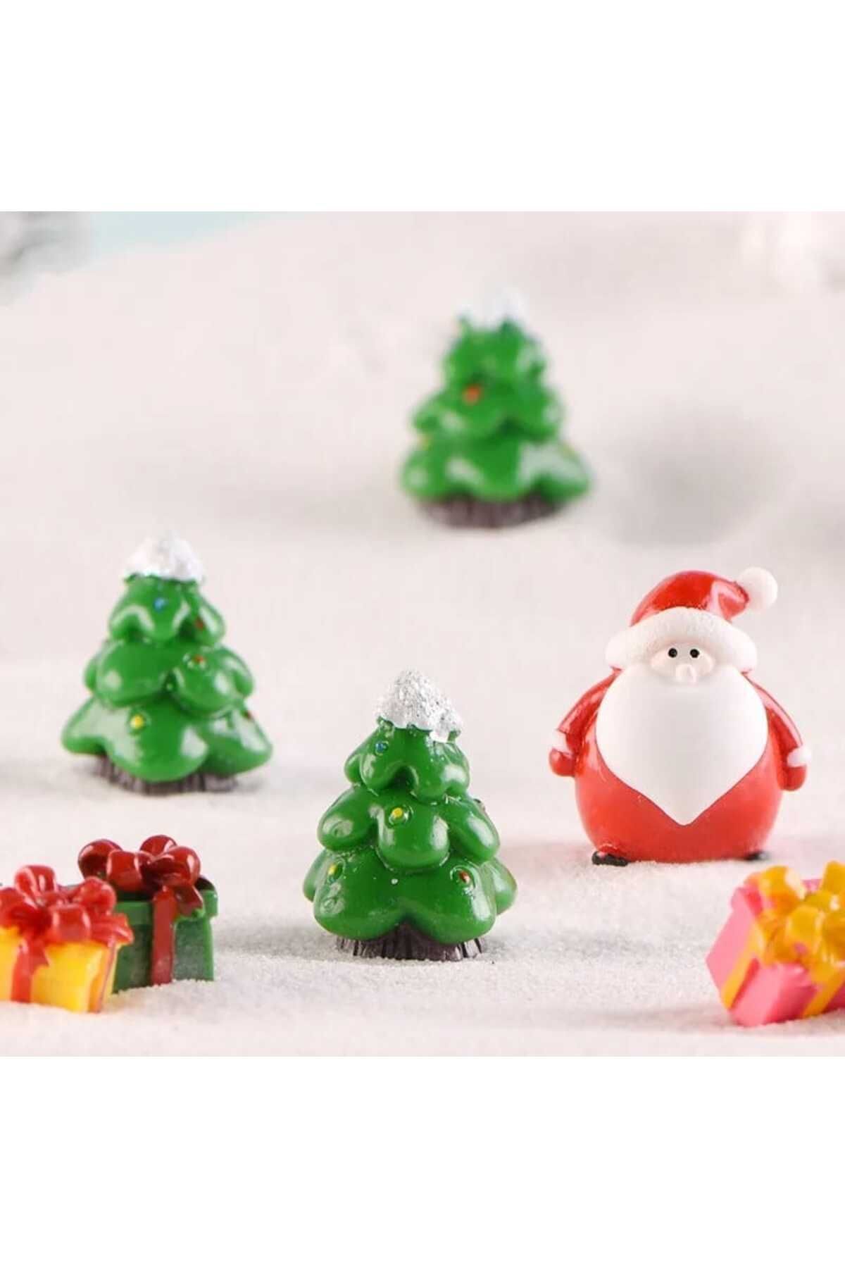 Noel 5 Parça Maket Kürdanlı Cupcake Pasta Süsü Doğum Günü Süsü Pasta Kürdanı Kürdan Süsü