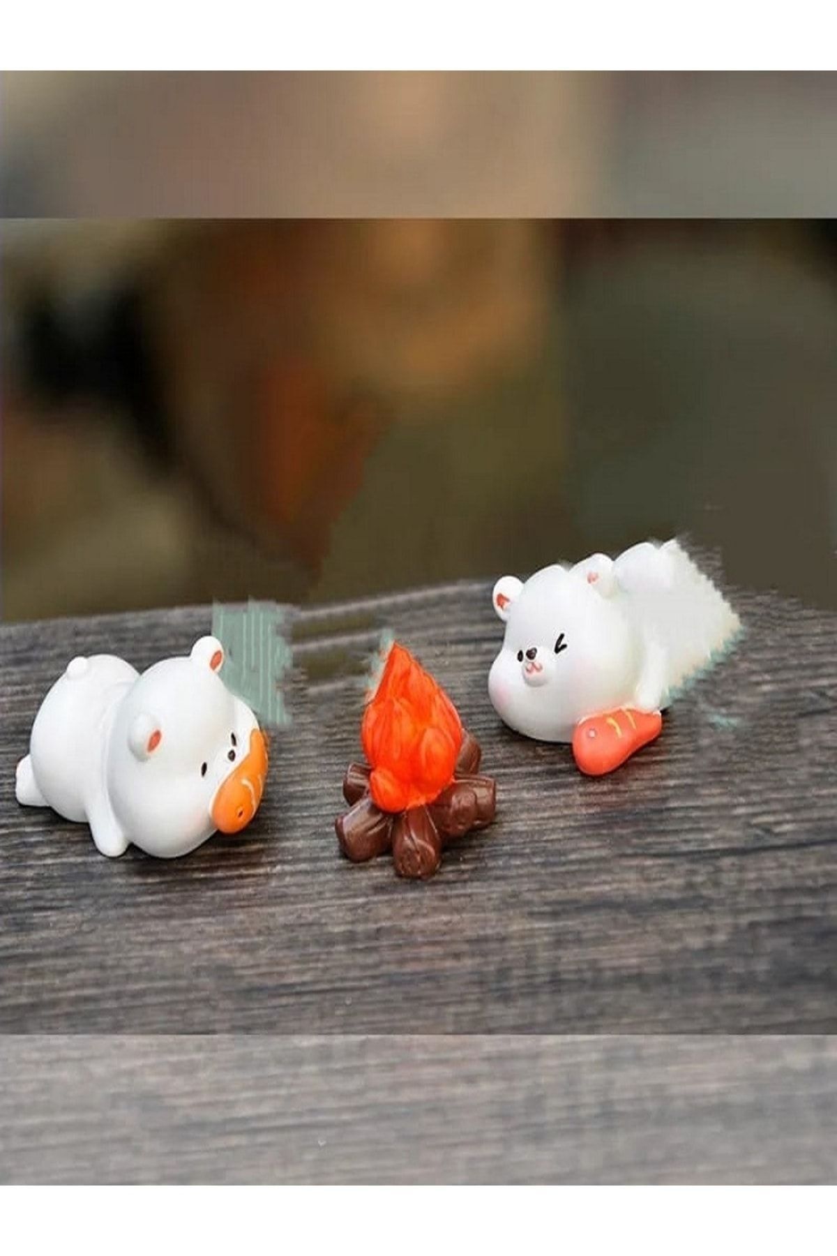 Ayıcık Set 3 Parça Maket Kürdanlı Cupcake Pasta Süsü Doğum Günü Süsleri Kürdan Süsü