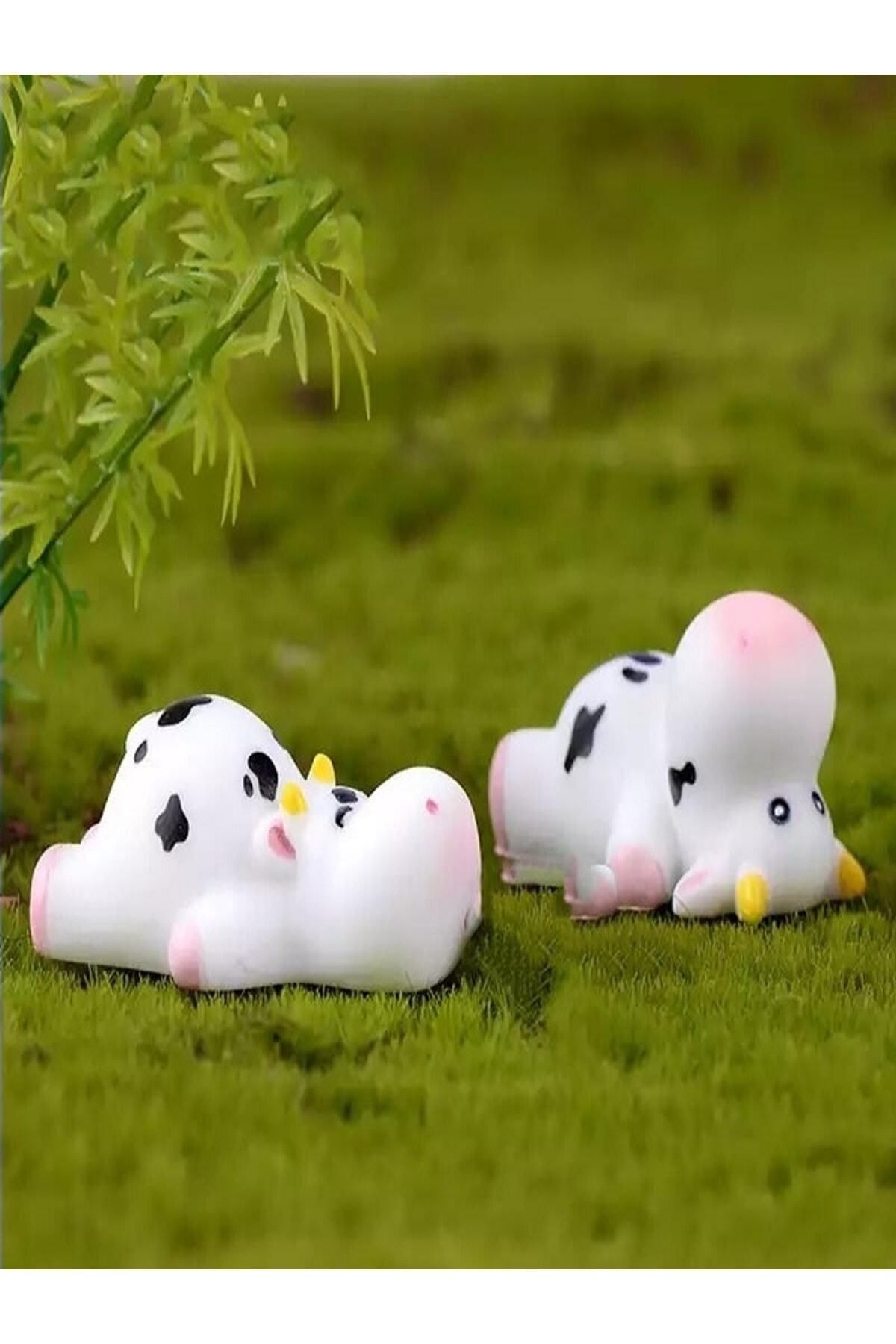 2'li Yatan Inekler Diorama Malzemeleri Minyatür Ev Eşyaları Minyatür Oyuncak Figür