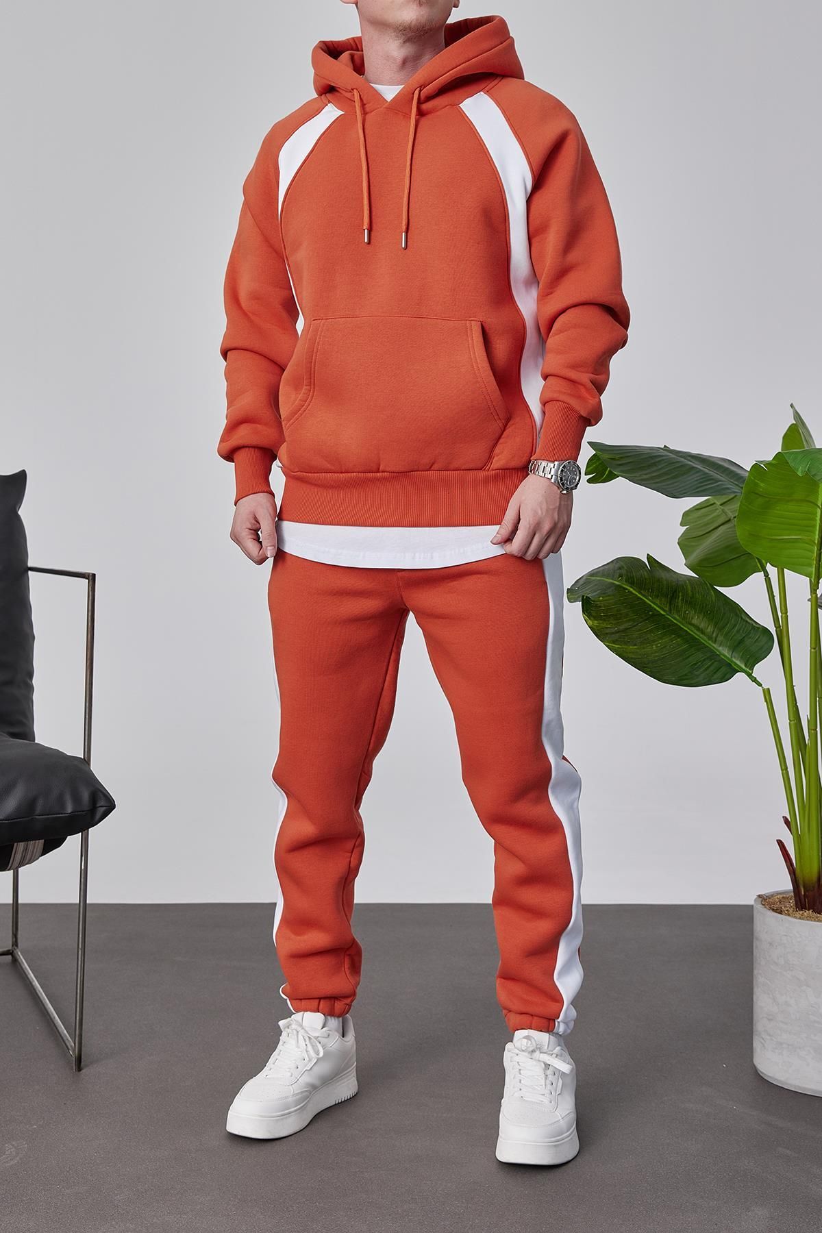 NOMARC Set De Trening Cu Glugă De Culoare Cărămidă Masculin - M