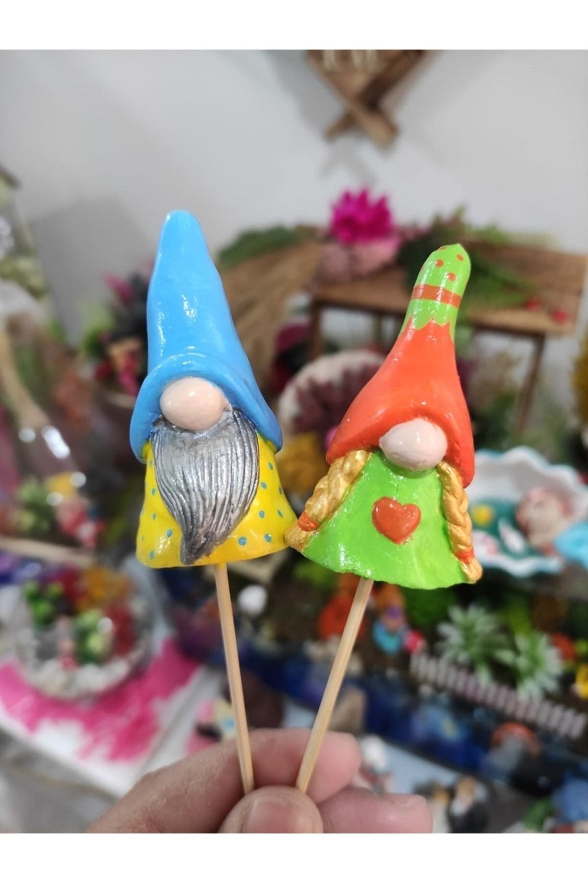 2'li Burnuk Maket Kürdanlı Cupcake Pasta Süsü Doğum Günü Süsleri Kürdan Süsü