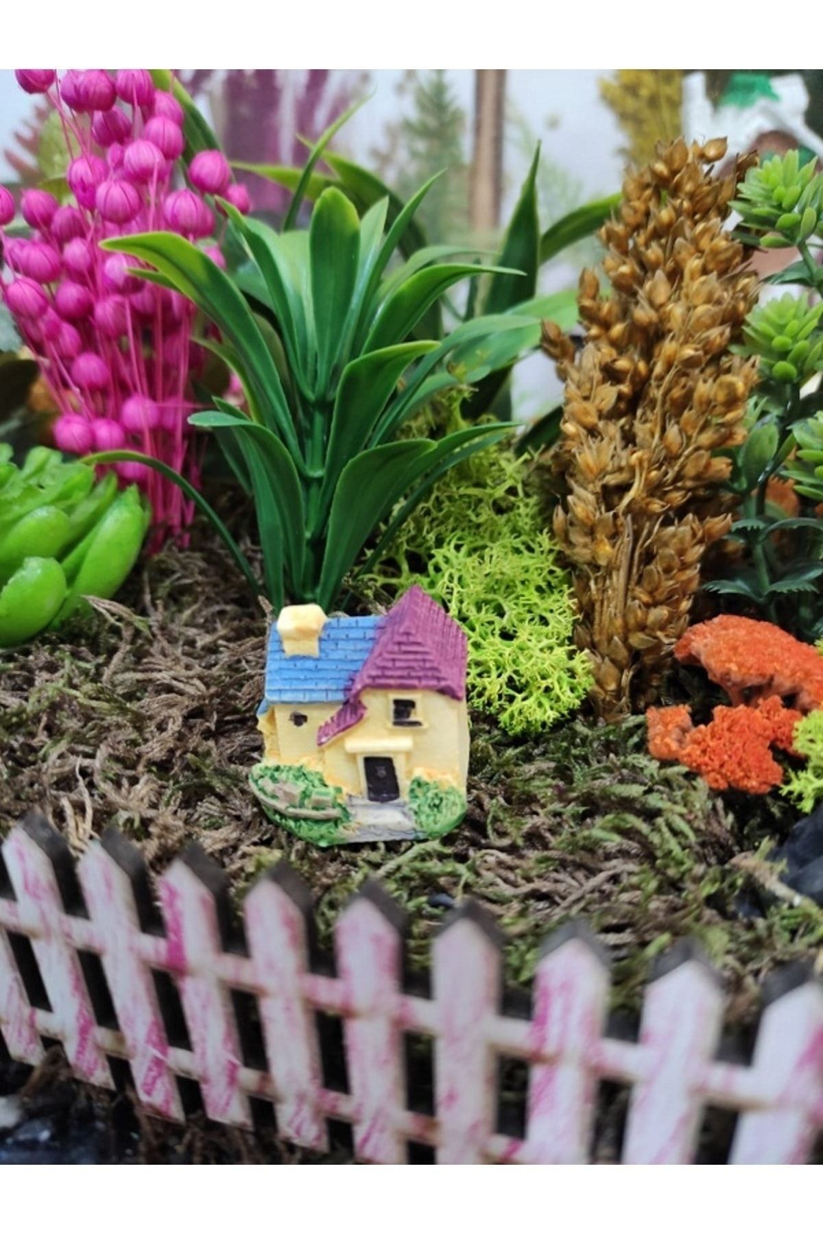 Minik Ev Maket Kürdanlı Cupcake Pasta Süsü Doğum Günü Süsleri Kürdan Süsü