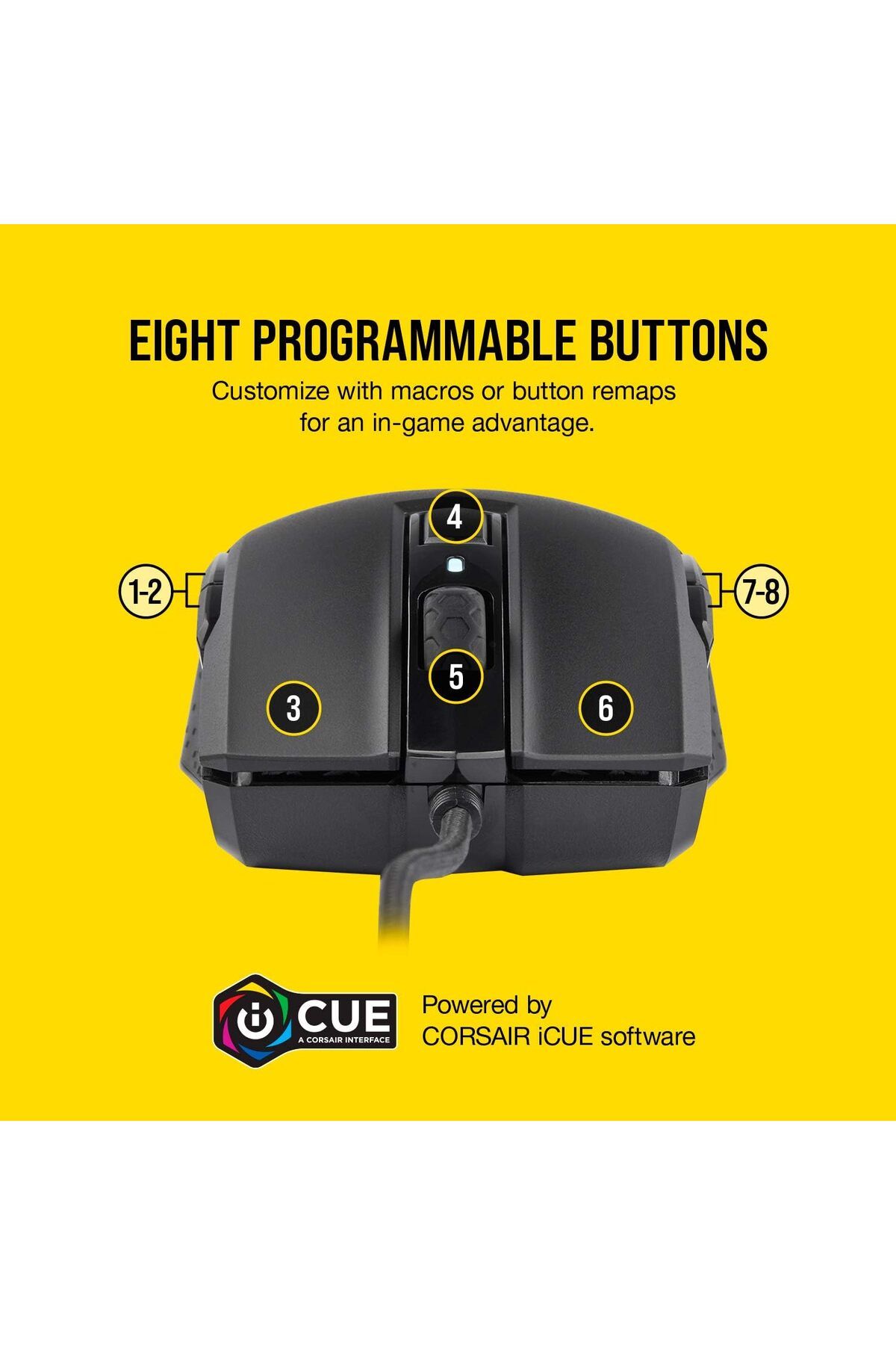 Corsair-M55 RGB Pro Wired Gaming Mouse, 12400 DPI Sensor, Ambidextrous Design, 8 Programmable Buttons, Black 5