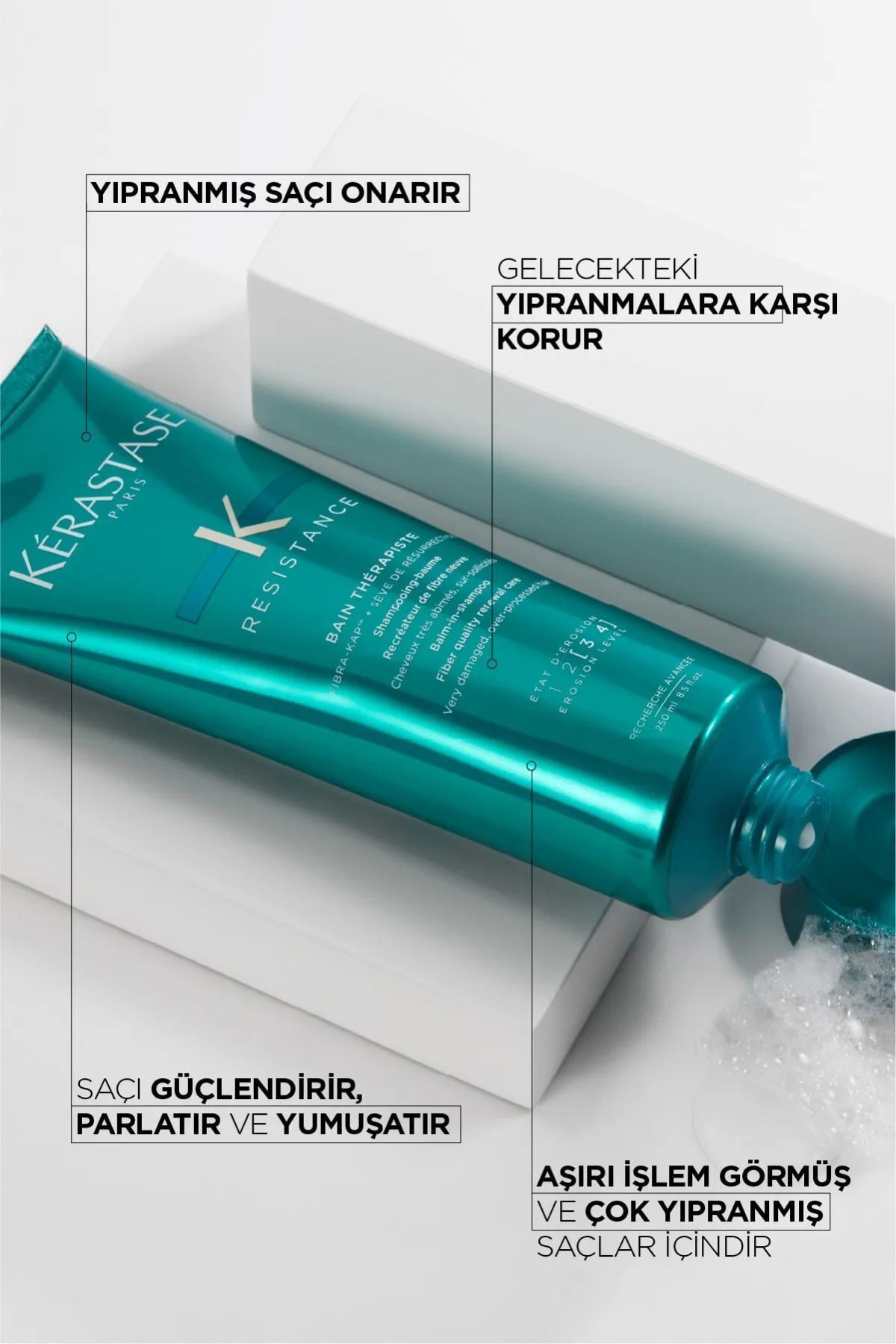 شامپو بازسازی کننده تراپیست برای موهای بسیار آسیب دیده 250 میلی لیتر 8.5 FL.OZ 1KER128 Kerastase