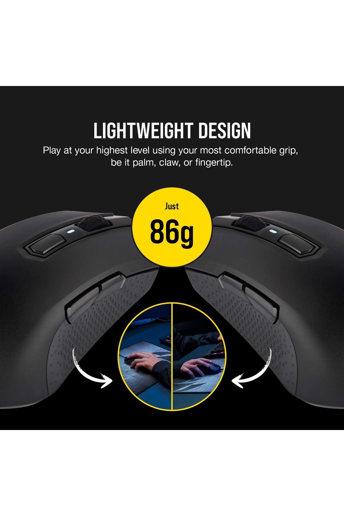 Corsair-M55 RGB Pro Wired Gaming Mouse, 12400 DPI Sensor, Ambidextrous Design, 8 Programmable Buttons, Black 3