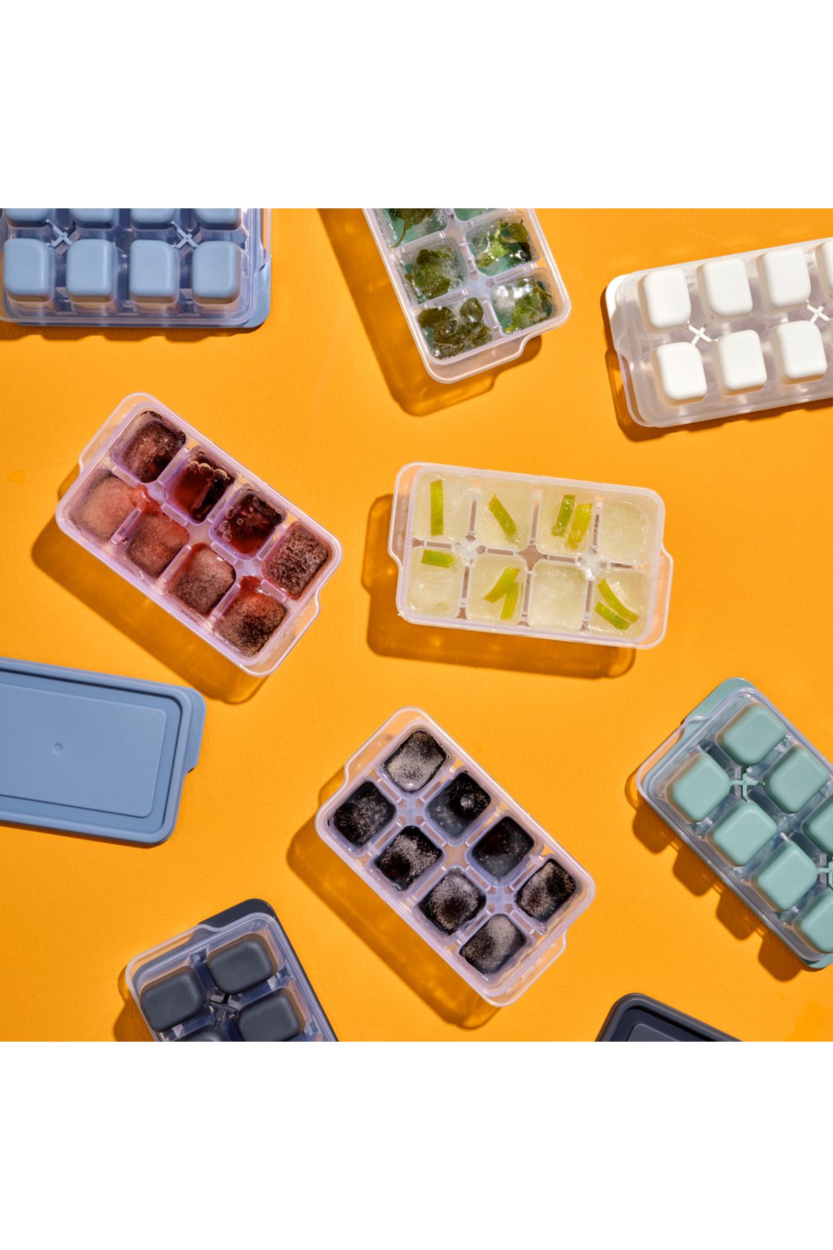 PONÇİK STORE-3 Pieces Silicone Based Ice Tray with Lid - 8 Compartments Non-Stick Push-Out Ice Mold 4