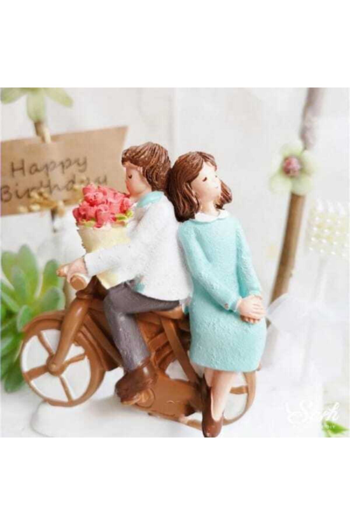 Bisikletli Sevgililer Teraryum Obje Minyatür Obje Teraryum Diorama Malzemeleri