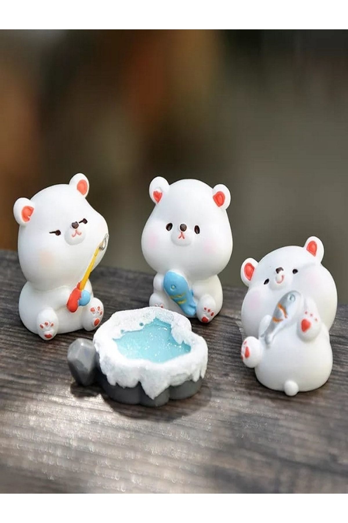 Ayıcık Set 4 Parça Teraryum Obje Minyatür Obje Teraryum Aksesuar Teraryum Saksı Süsü