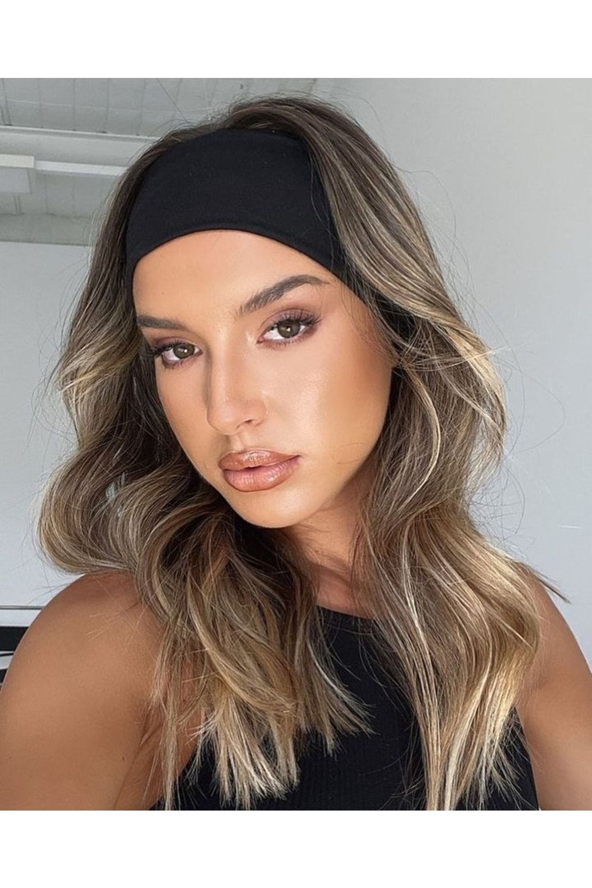 RicDes Siyah Düz Bandana • Pamuklu Saç Bandı Ve Tokası