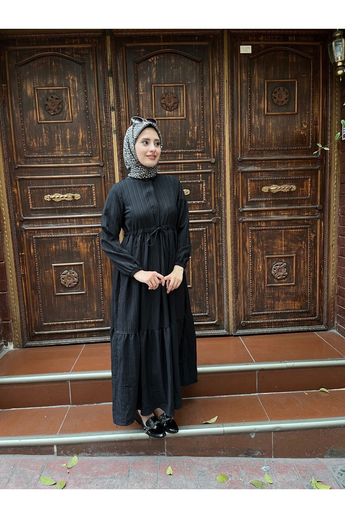 Beli Tünelli Düğmeli Elbise
