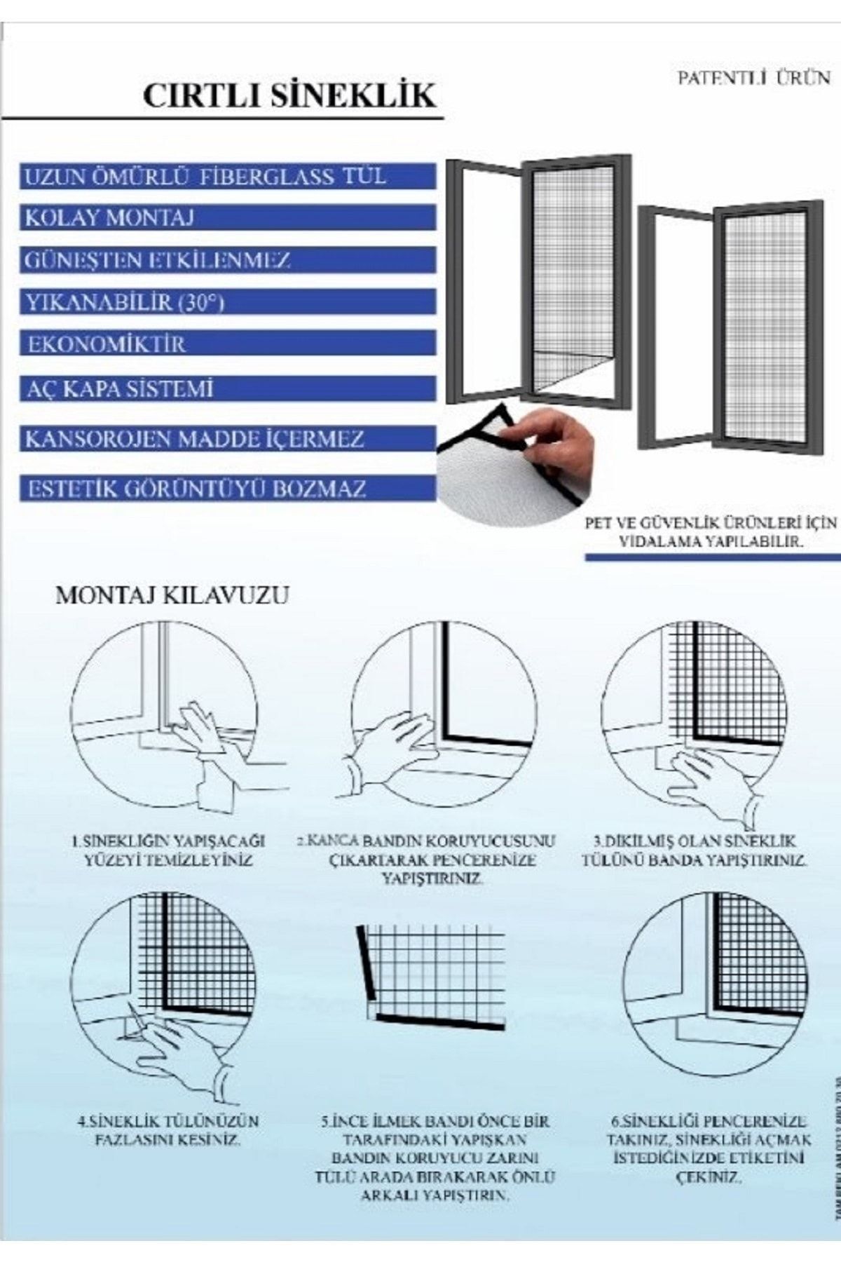 ERİKMANN-Cat Fly Screen Width 75 Cm X Length - 140 Cm Pet Safety Net 8