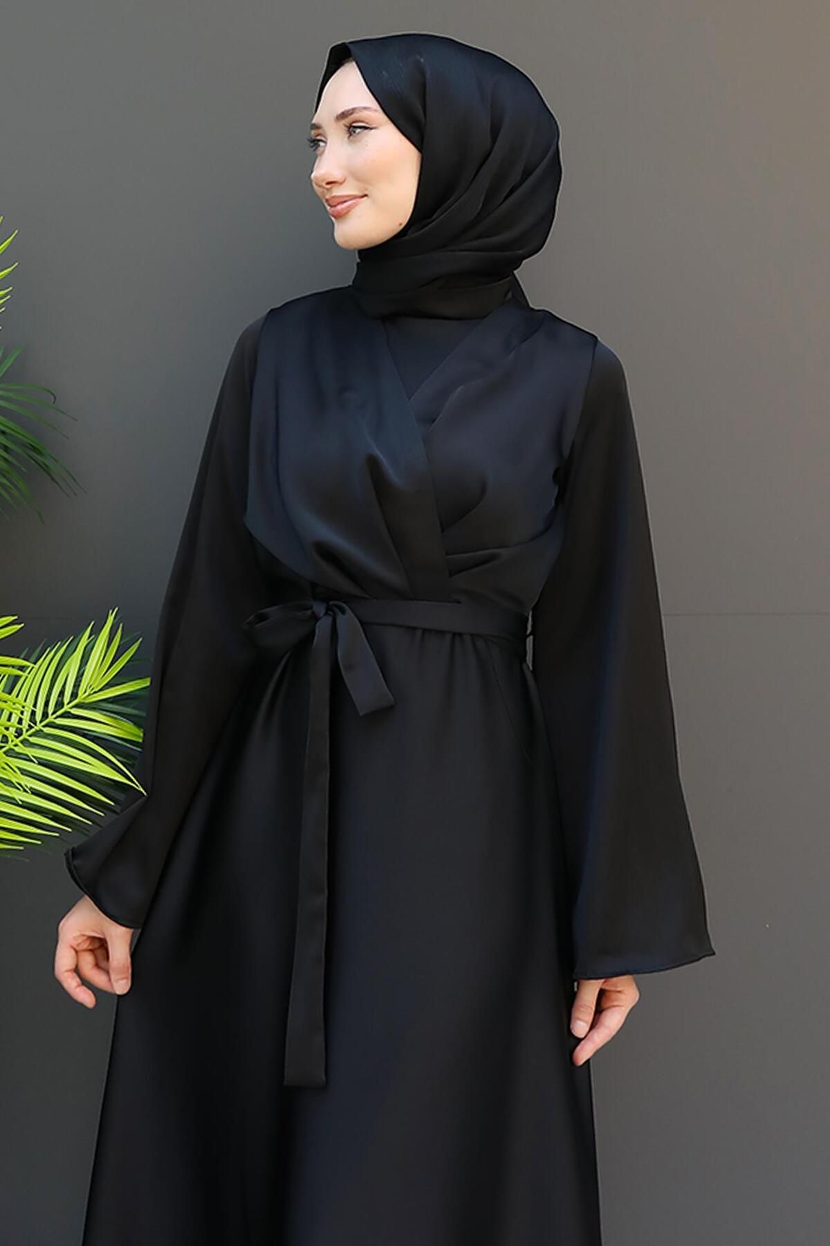 giz astore-Black Hijab Dress - Zeyno 5