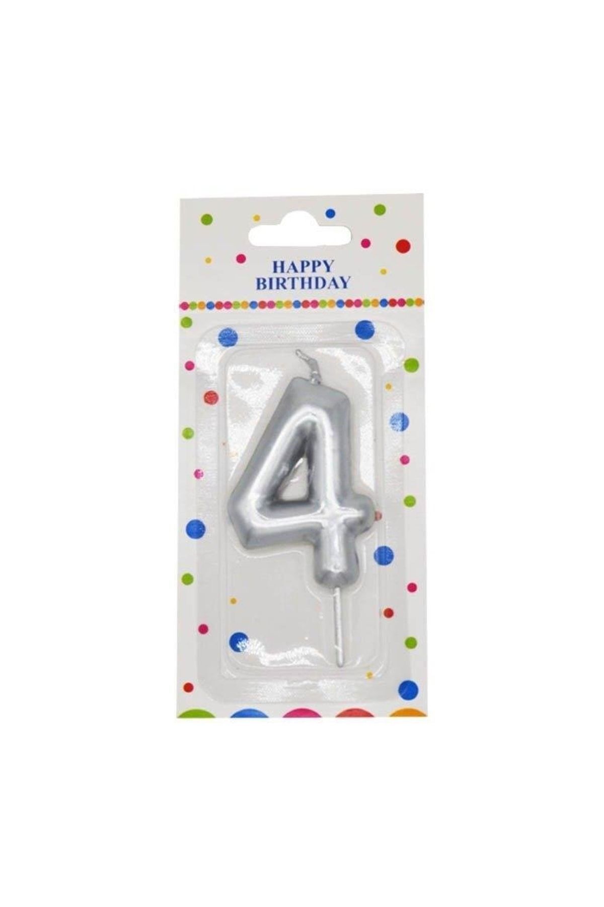 Onay Store 4 Yaş Orta Boy Gümüş Renk Rakam Mum Parti Malzemesi