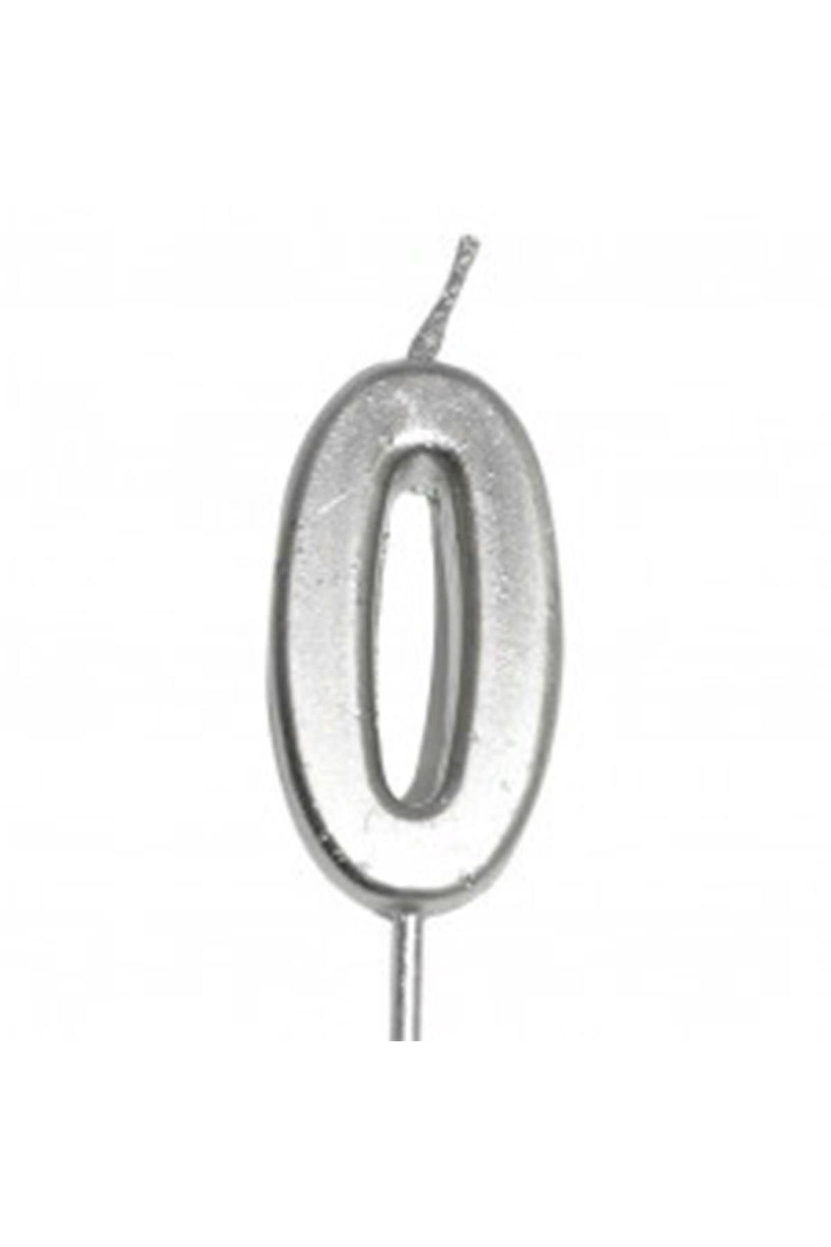 Onay Store 0 Yaş Küçük Boy Gümüş Renk Rakam Mum Parti Malzemesi