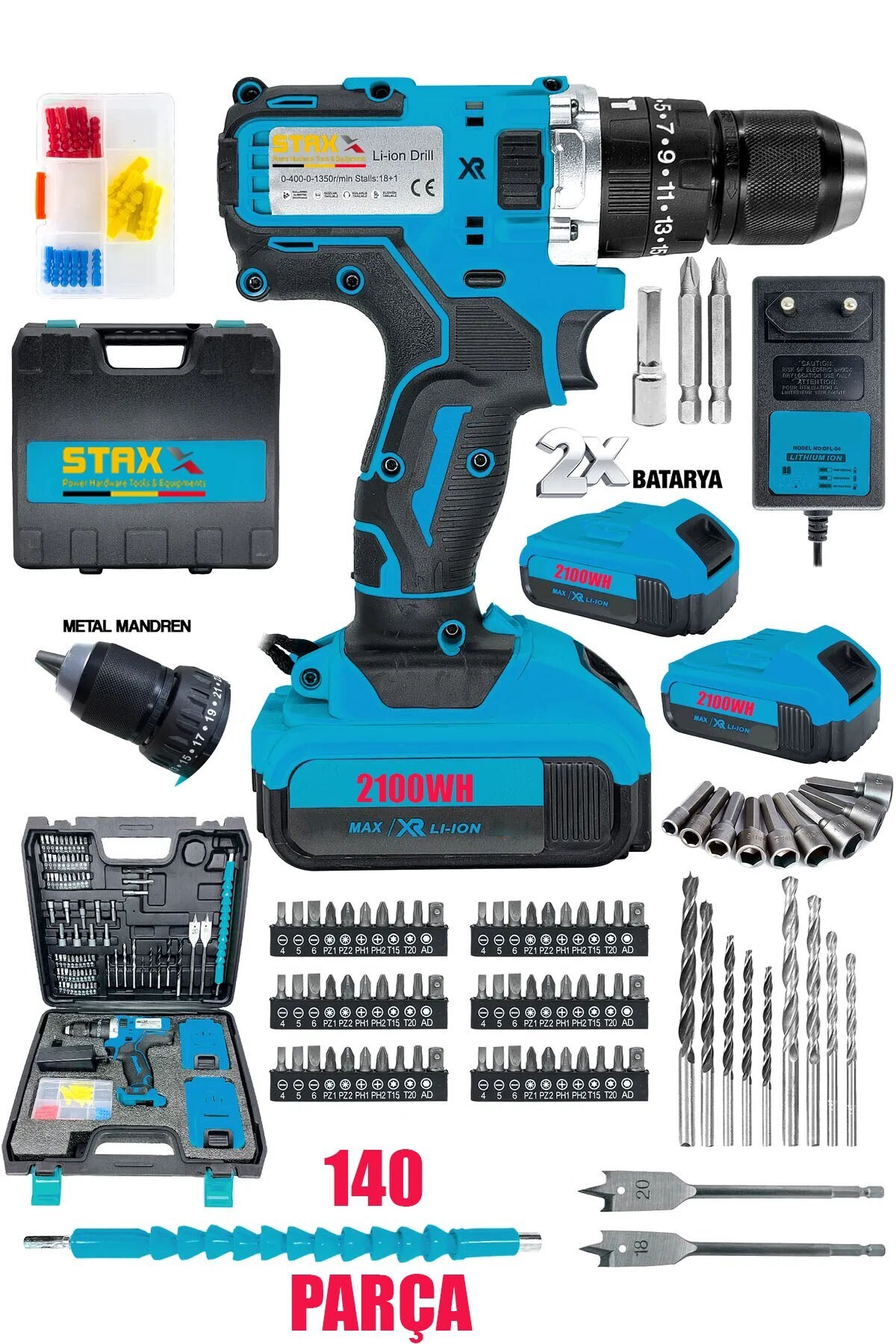 STAXX POWER 2100WH Li-İon 10Ah Çelik Mandren x2 Akülü Darbeli