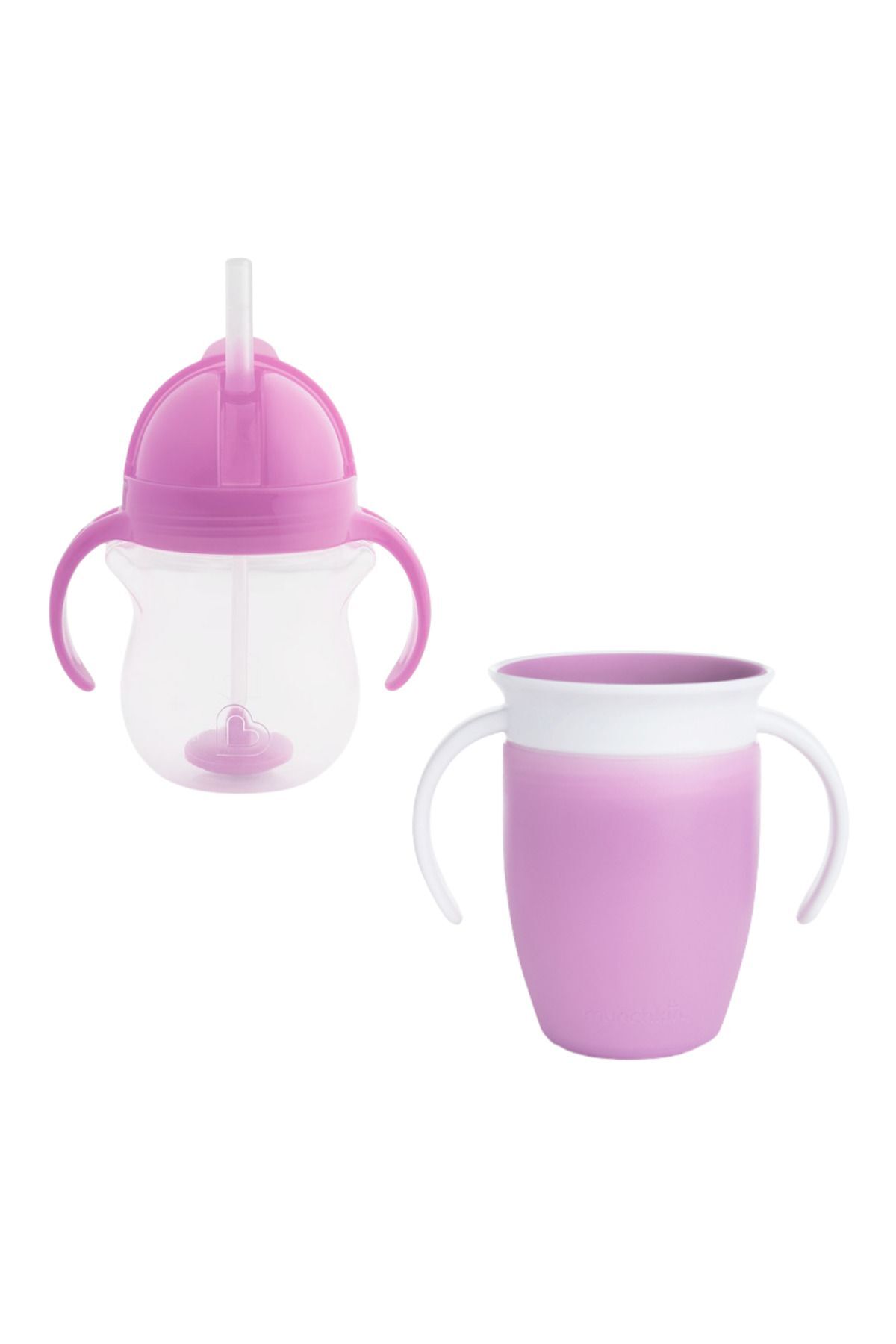 Munchkin Tıklama Kilitli Uçlu Alıştırma Bardağı+Munchkin Mucize360° Alıştırma Bardağı,6ay+207mlMor