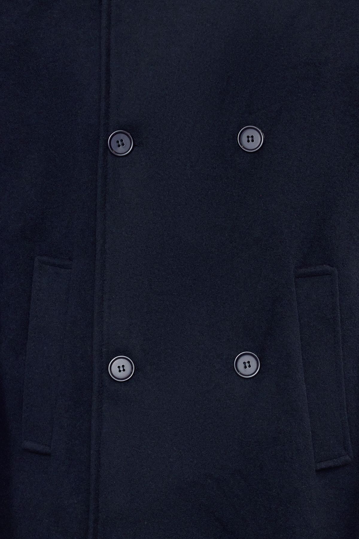 Trendyol Collection-Herren Wintermantel aus Wollmischung in Marineblau mit Prägung - Regular Fit TMNAW25KB00003 6