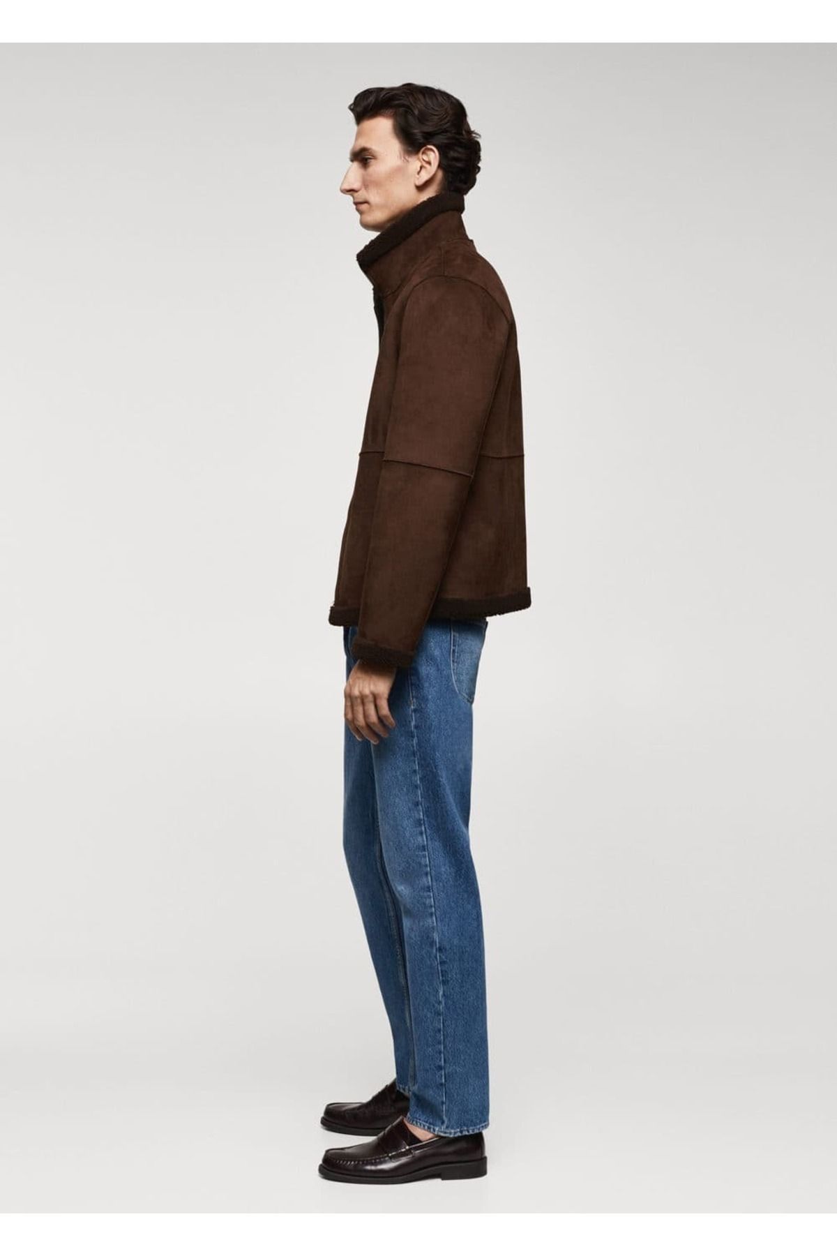 MANGO Man-Jacke in Lederoptik mit Kunstfellfutter 6