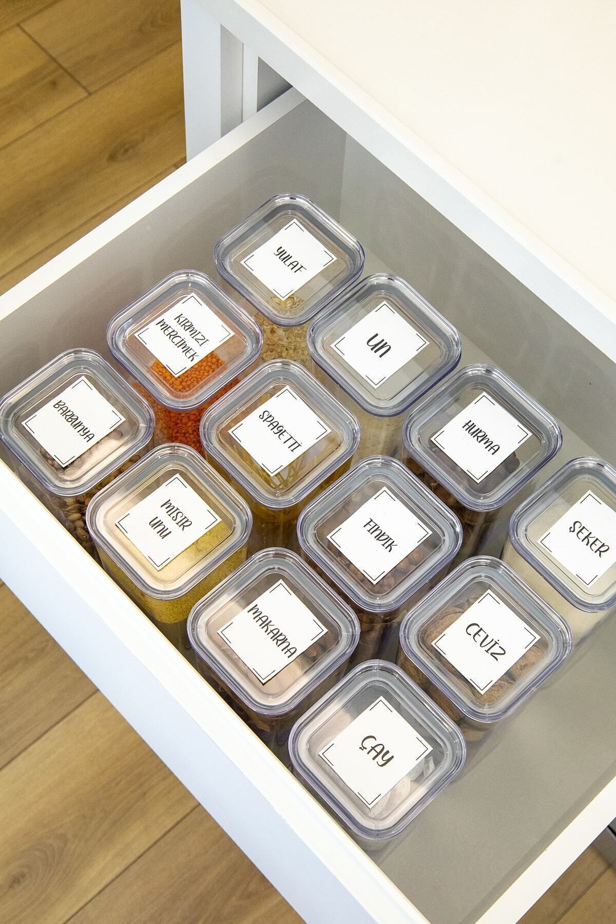 DNS HOME-12-Piece Vacuum Lid Pulses Set Pulses Labeled Storage Container Food Jar Mica 1700 ml 5