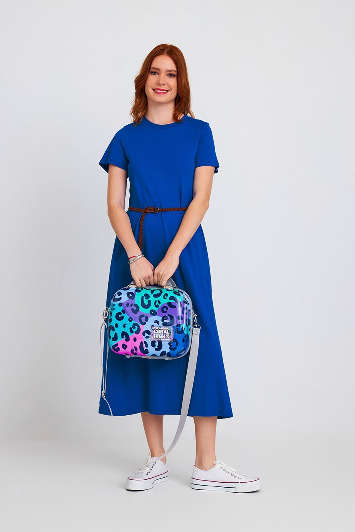Coral High-Leopard Print Pc Makeup Bag with Shoulder Strap 16898 Modern Design 826334 6