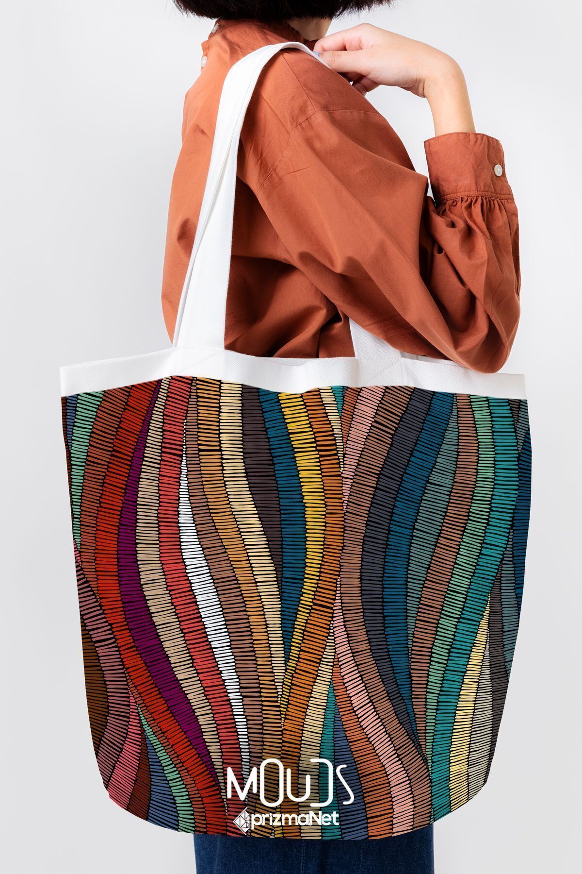 Moud's-Suede Texture - Colorful Striped and Digital Printed Carpet Patterned Fabric, Width 155cm Kms-23 6
