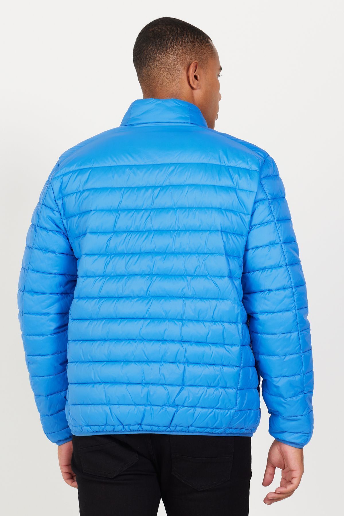 AC&Co / Altınyıldız Classics-Men's Blue Standard Fit Regular Cut Stand Collar Ultra Light Fiber Filled Coat 5