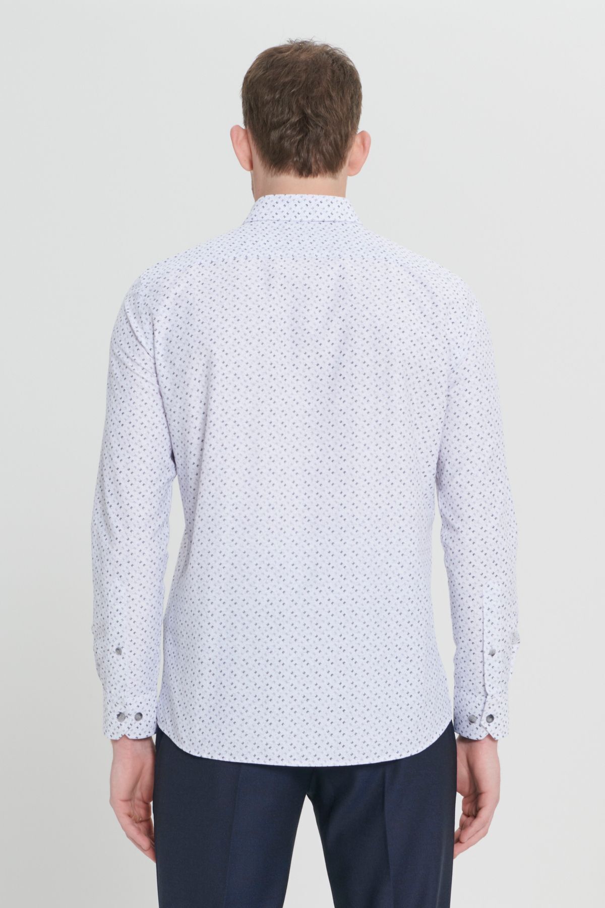 ALTINYILDIZ CLASSICS-Cămașă pentru bărbați, alb-negru, ușor de călcat, slim fit, cu guler cu nasturi, cu model Seersucker 6