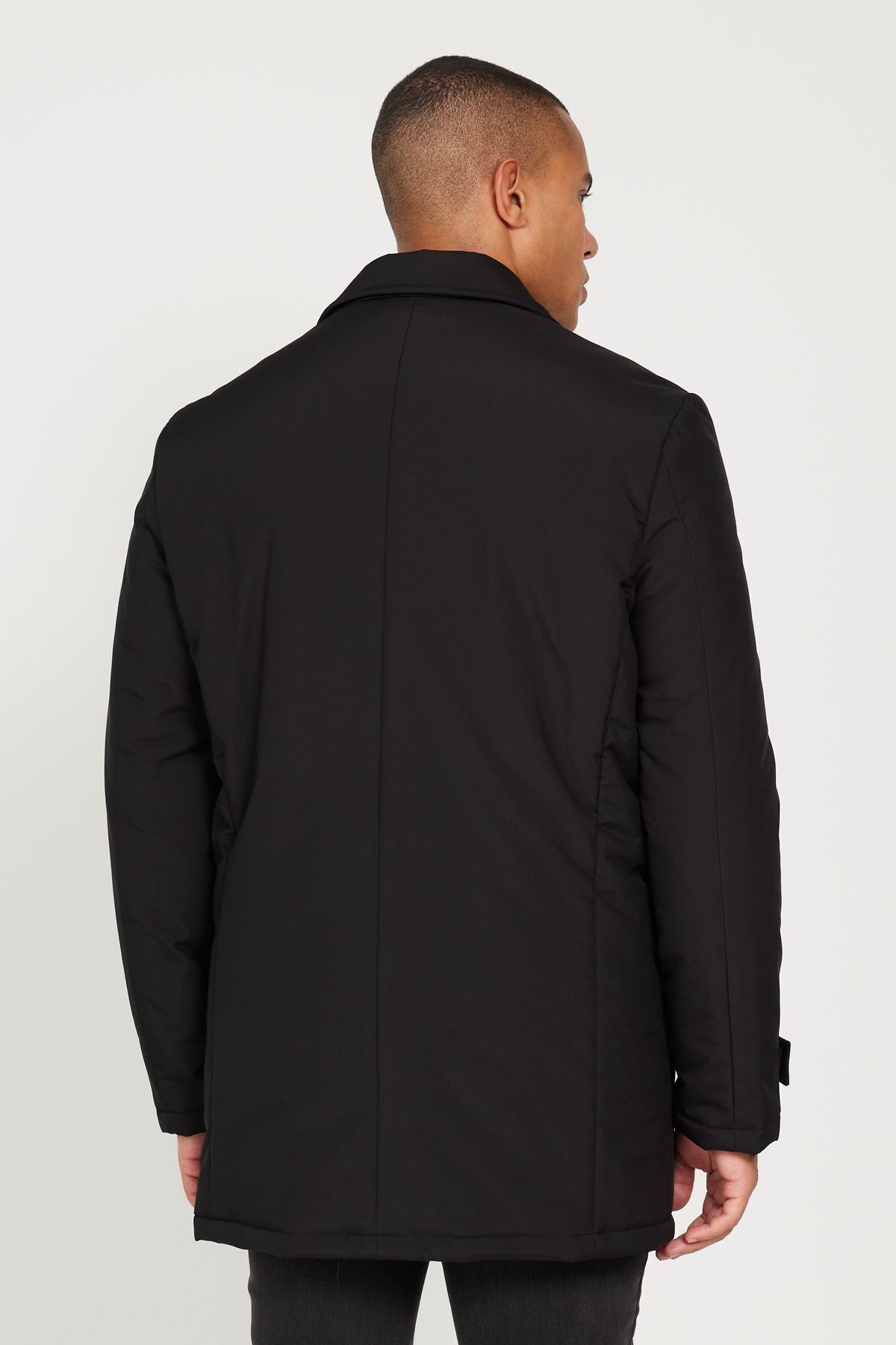 Altınyıldız Classics  Erkek Siyah Standart Fit Normal Kesim Gömlek Yaka Kaban - Görsel 7