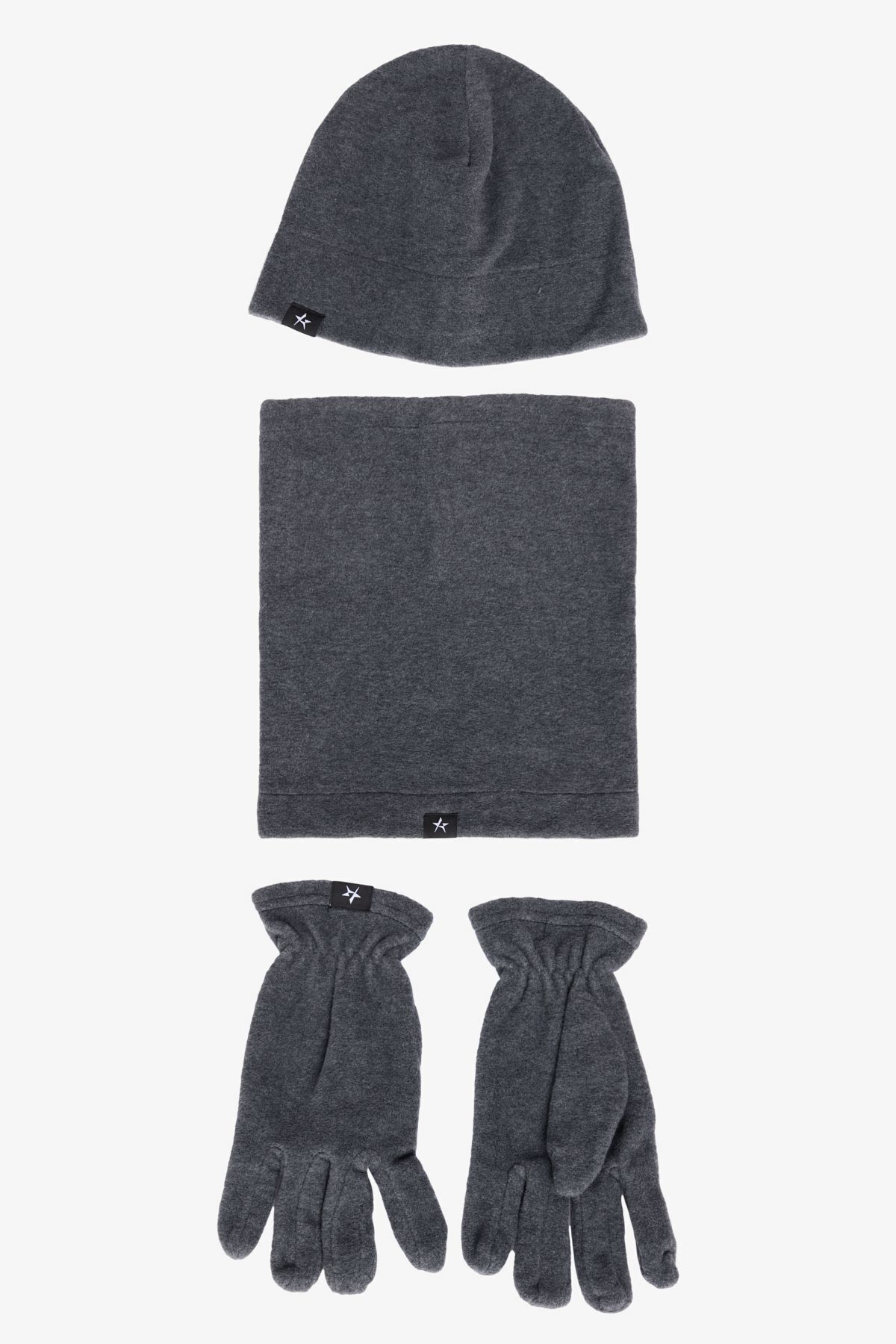 Erkek Antrasit-Melanj Polar Bere Boyunluk Eldiven Set