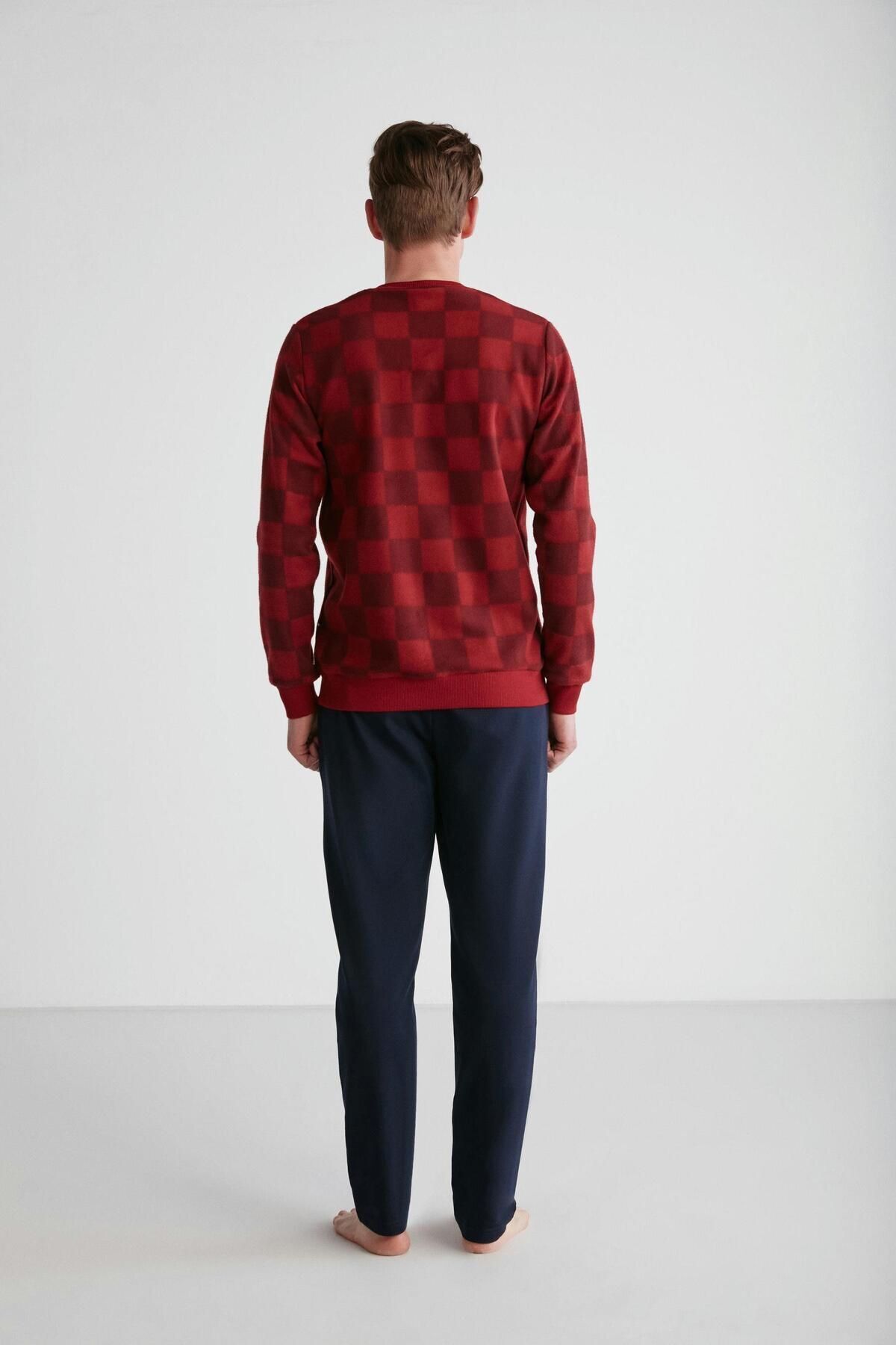 ست پیژامه چند رنگ مردانه لباس خواب یقه گرد بورگوندی U.S. Polo Assn.