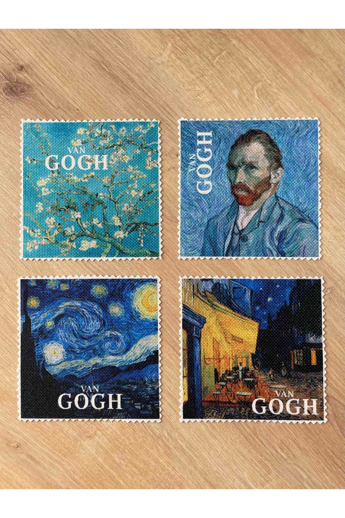 pamukcanta Van Gogh Kare Kitap Ayracı, Mini Duvar Tablosu, Bardak Altlığı
